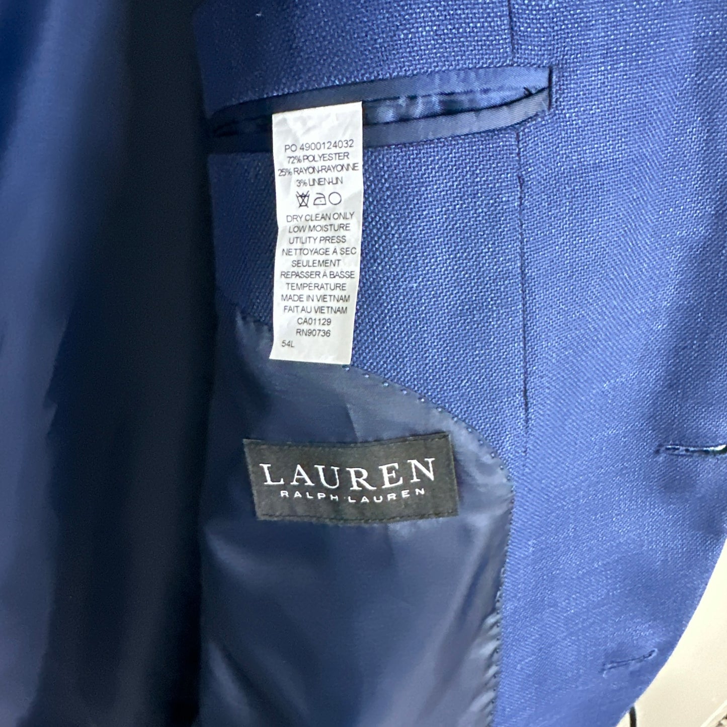 Lauren Ralph Lauren Men's Blue Classic-Fit Ultraflex Stretch Blazer Sport Coat 54L