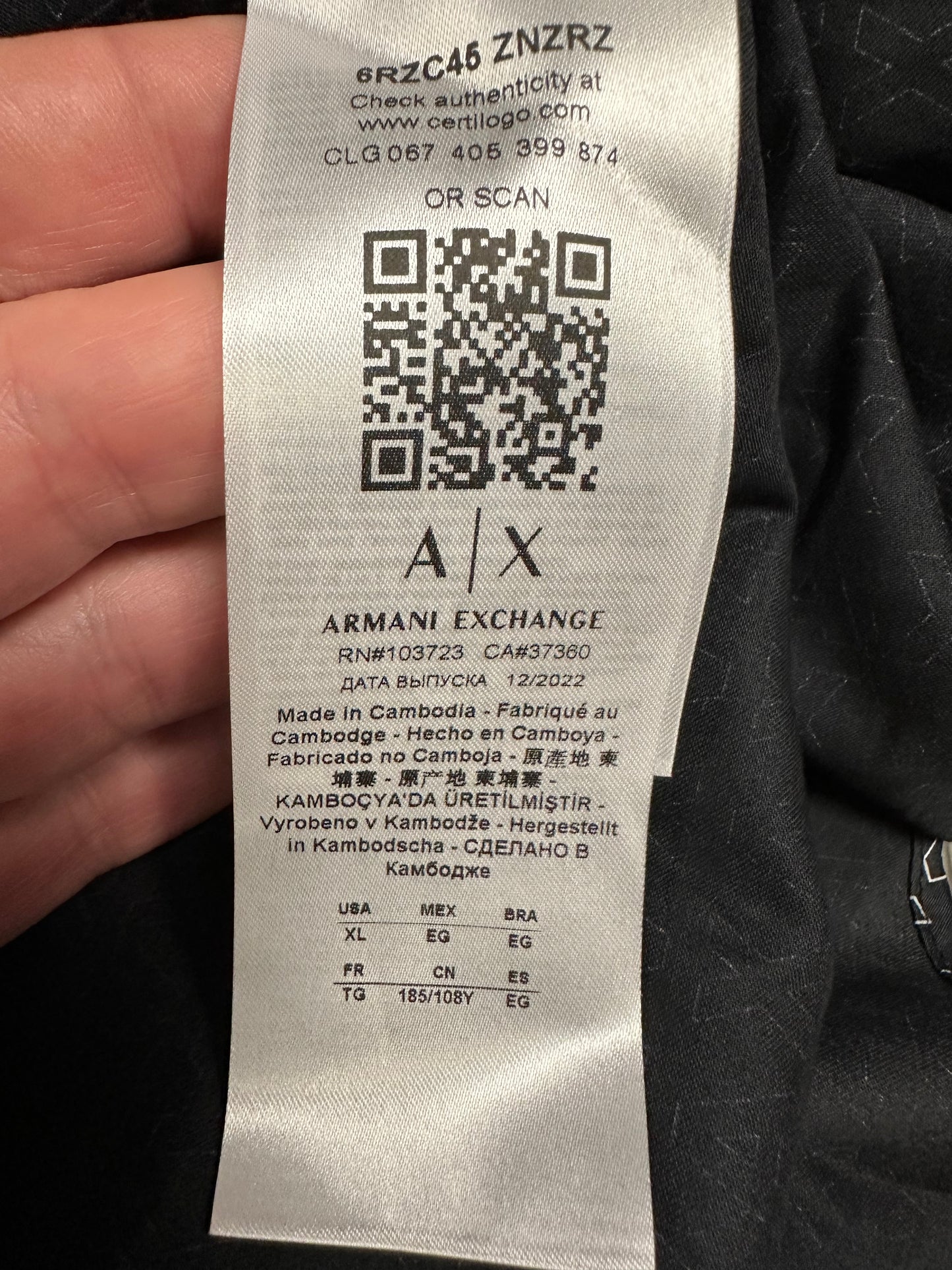 Armani Exchange Shirt Mens XL Micro AX Logo Long Sleeve Woven Cotton