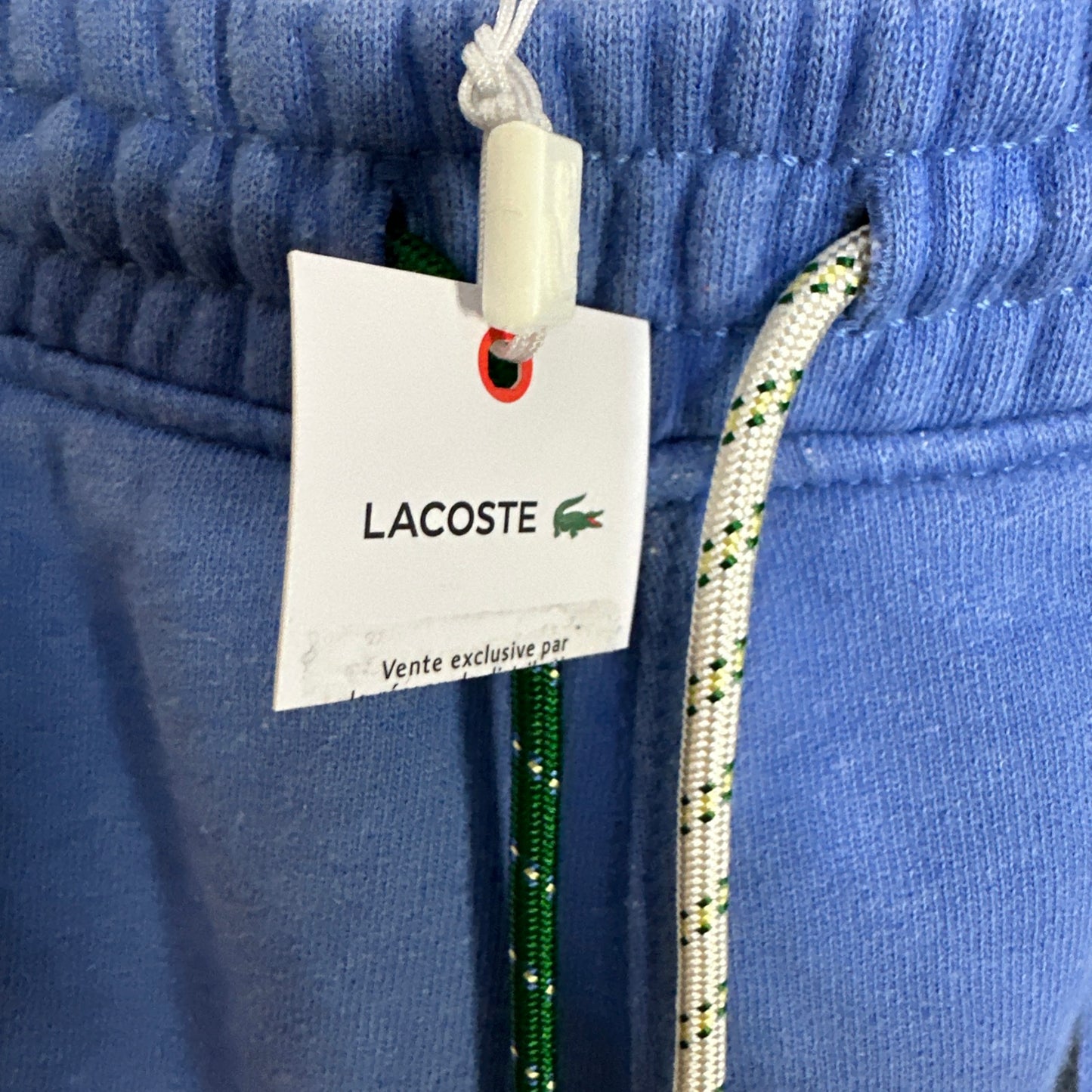 Lacoste Men's Signature Print Cotton Fleece Shorts Blue Size Large