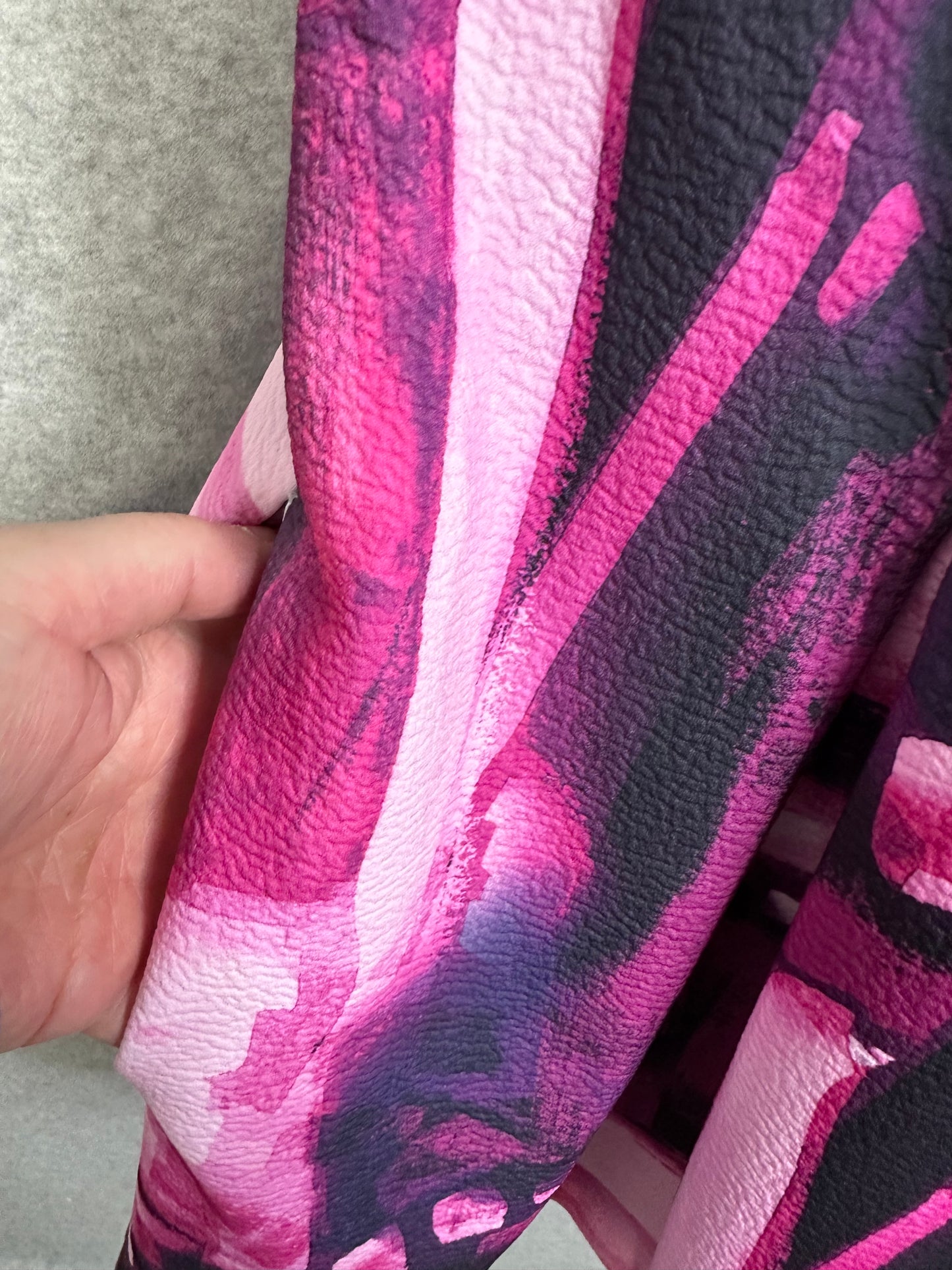 Natori Brushstroke Magenta Pleated Fit & Flare Dress Women's Size 16