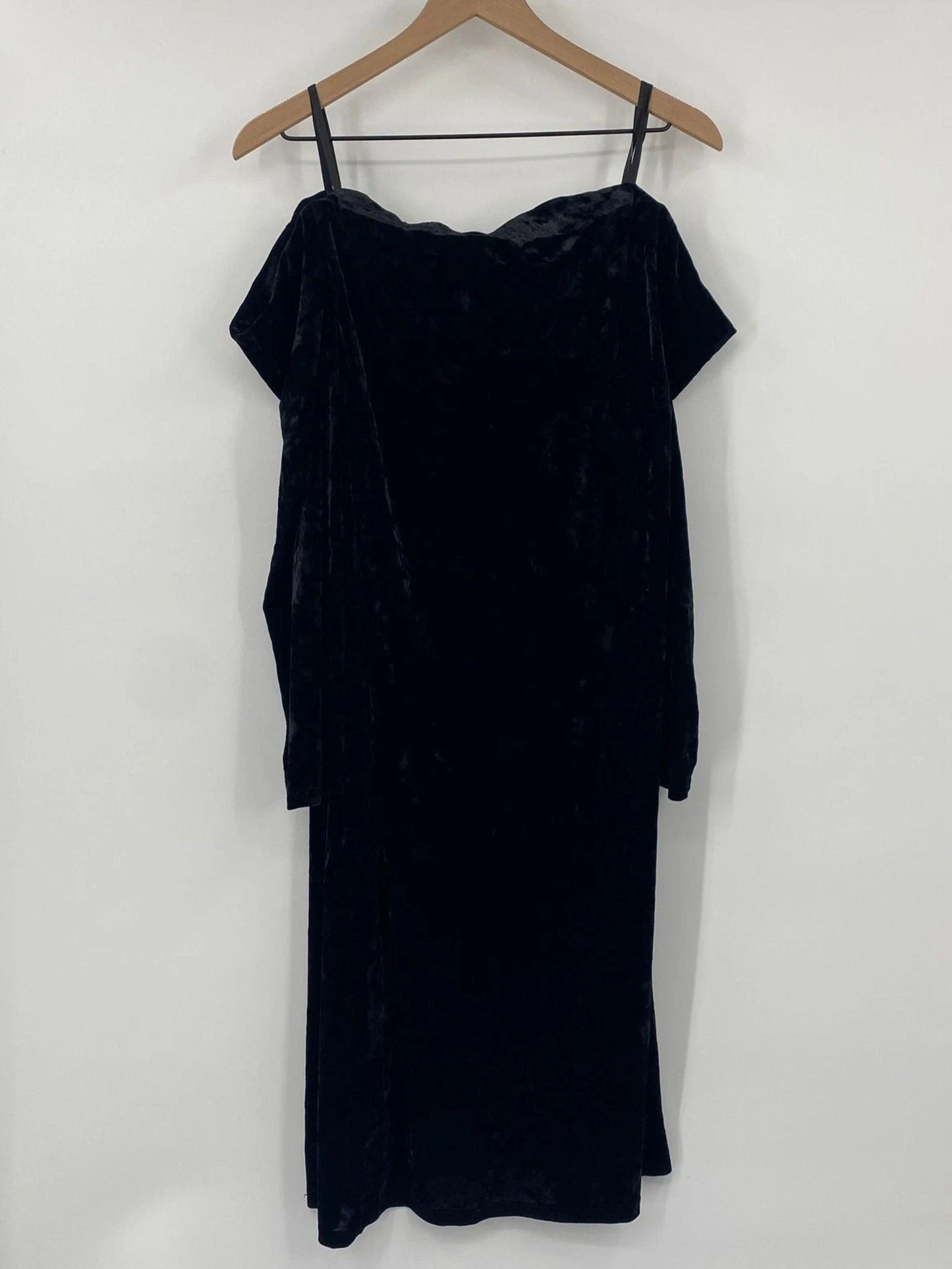 Eliza J Off Shoulder Black Crushed Velvet Dress Women's 20W
