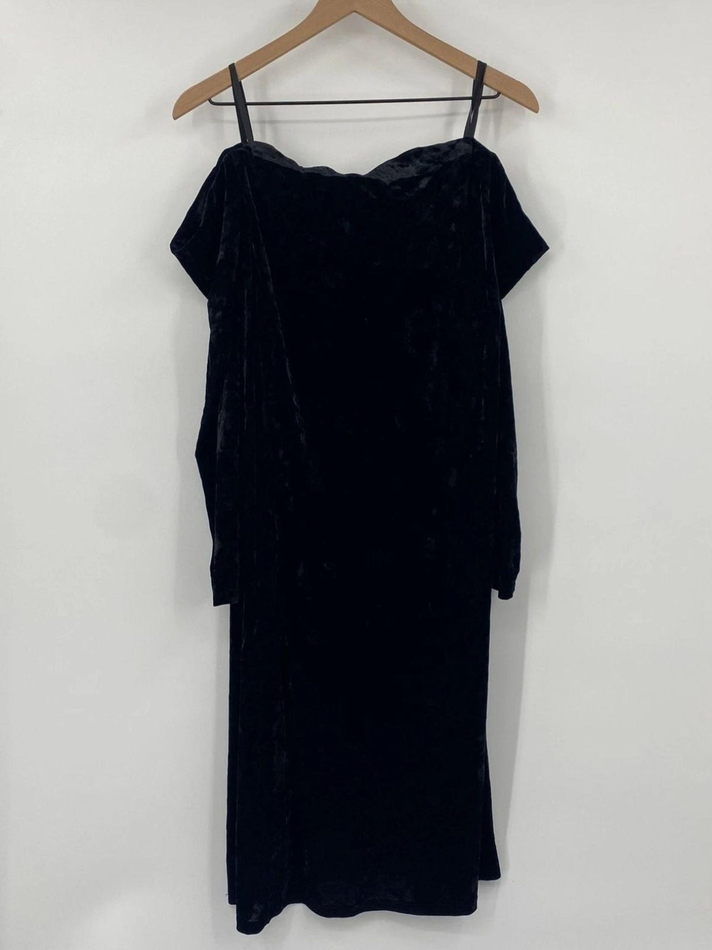 Eliza J Off Shoulder Black Crushed Velvet Dress Women's 20W