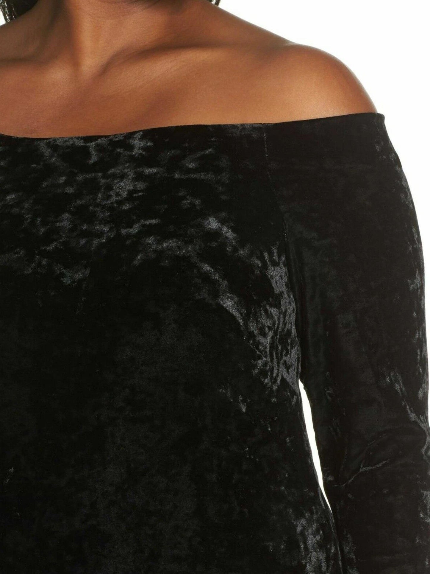 Eliza J Off Shoulder Black Crushed Velvet Dress Women's 20W