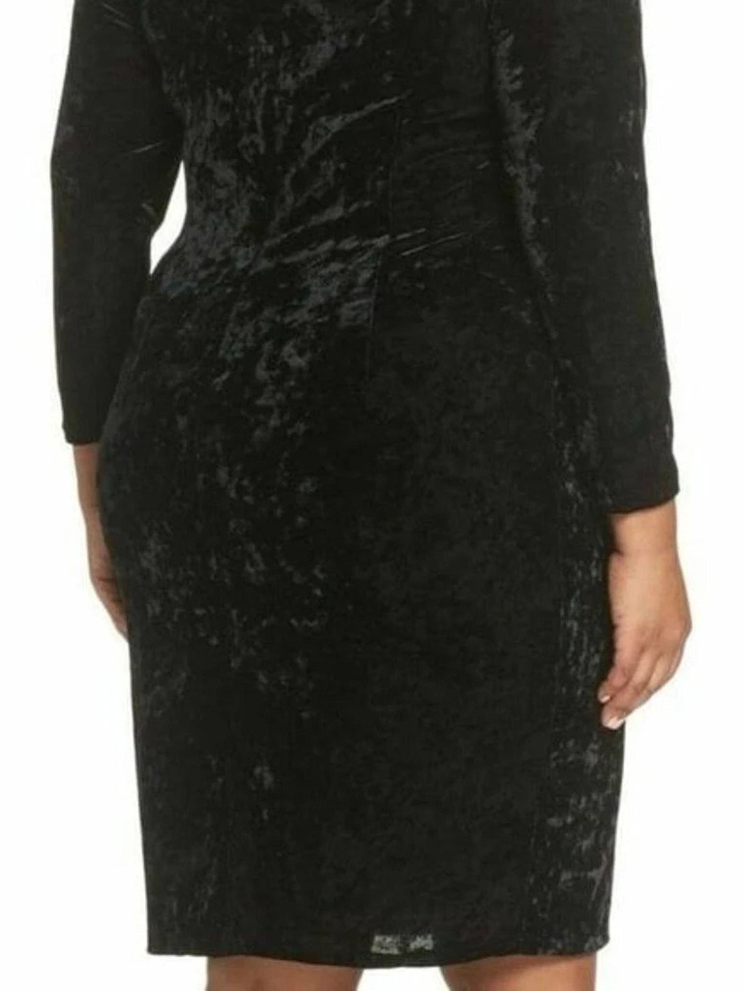 Eliza J Off Shoulder Black Crushed Velvet Dress Women's 20W