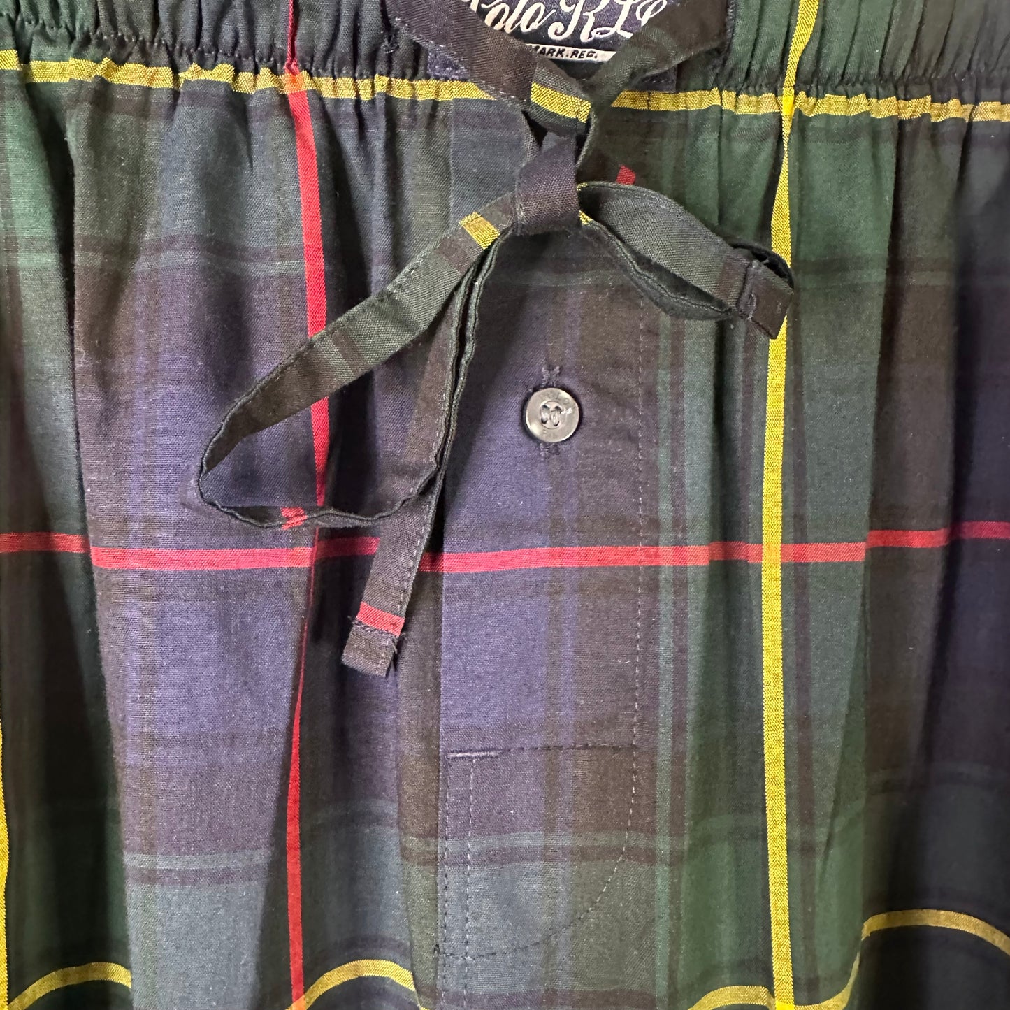 Polo Ralph Lauren Pajama Pants Mens's Medium Stewart Plaid Green Gold Blue Red Black