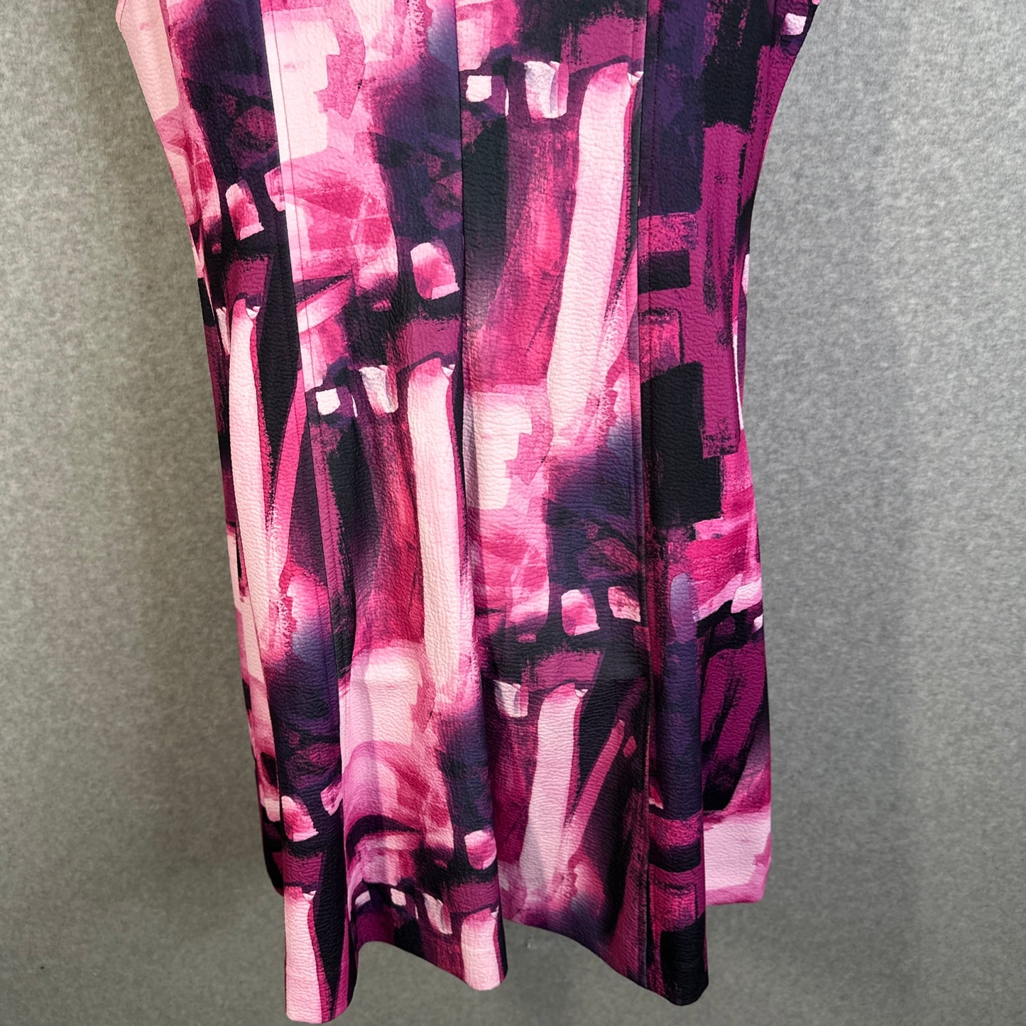 Natori Brushstroke Magenta Pleated Fit & Flare Dress Women's Size 16