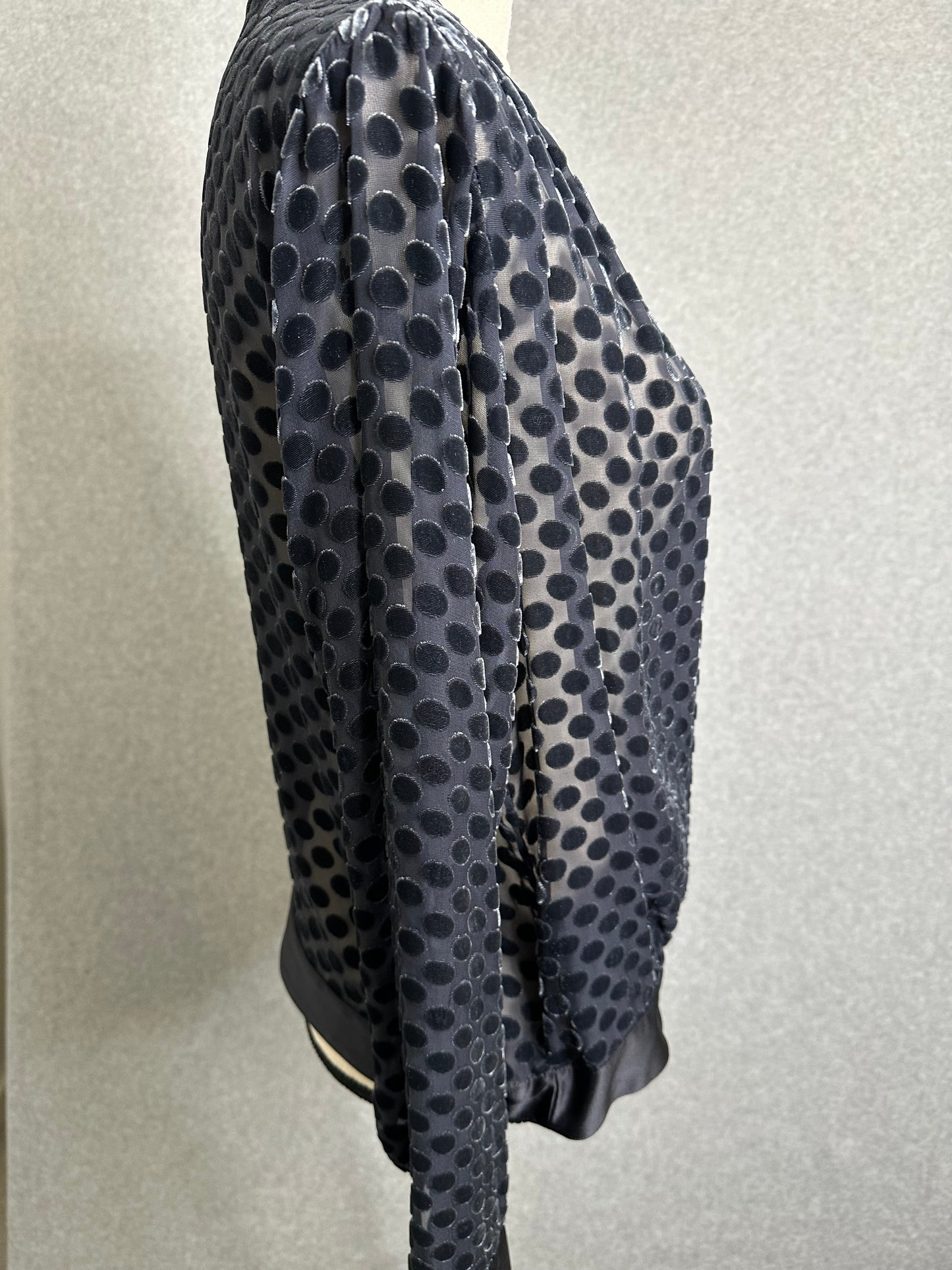 Worth New York Silk Blend Faux Wrap Semi Sheer Polka Dot Top Size Medium