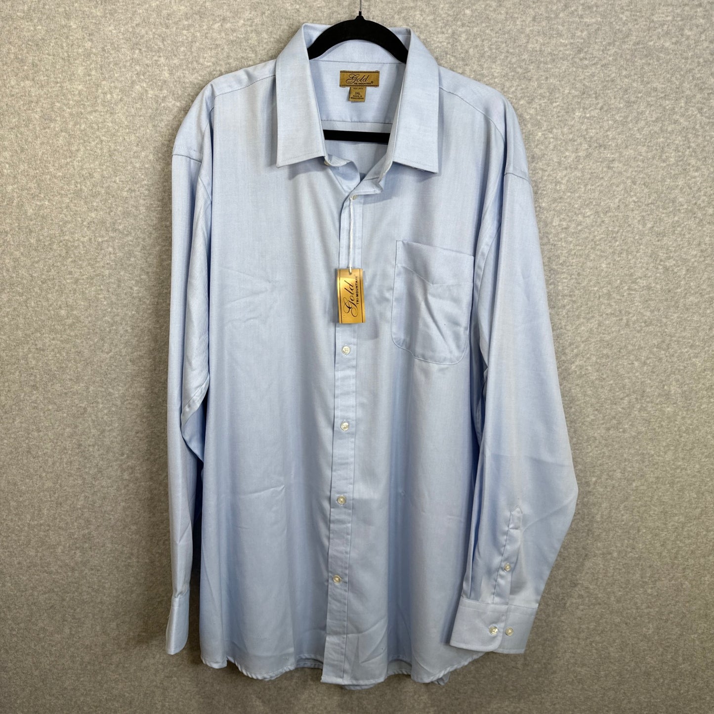 Tri-Mountain Blake Gold 980 Non Iron Dress Shirt Cotton Twill Light Blue Men's 3XL