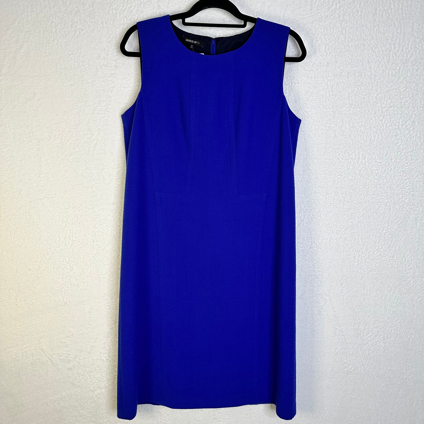 Lafayette 148 New York Virgin Wool Sleeveless Cobalt Blue Sheath Dress Women's 12