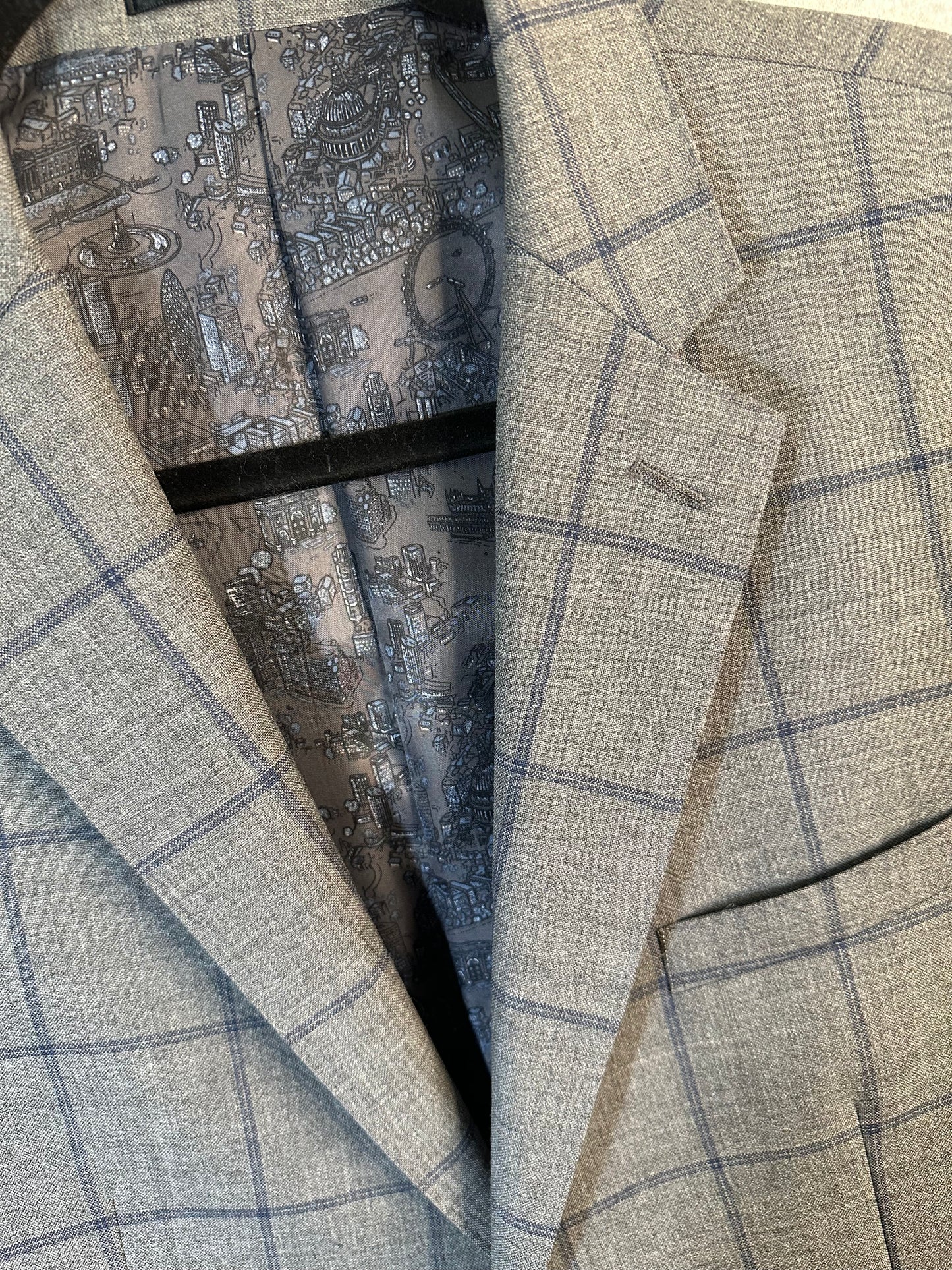 T.M. Lewin Men's Modern Fit Suit Jacket Blazer Merino Wool Slim Vitale Barberis Canonico 42 Long