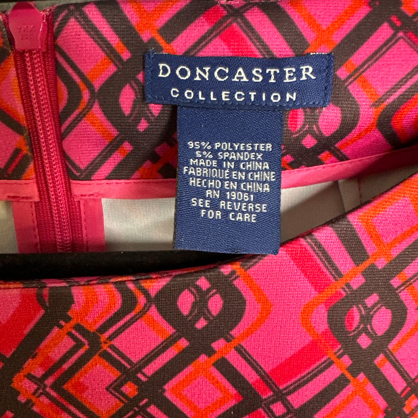 Doncaster Collection Women's Geometric Pattern 3/4 Sleeve Shift Dress Size 8
