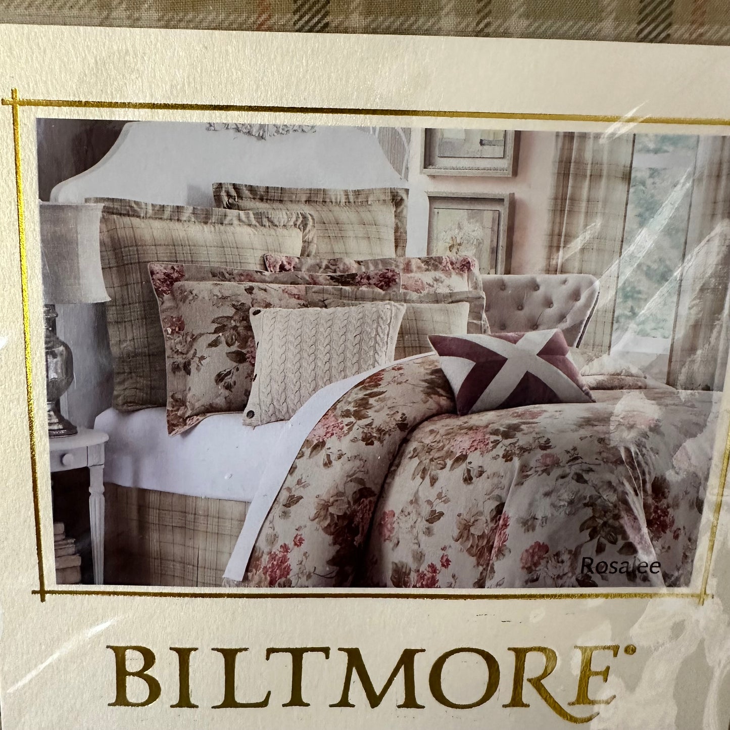 Biltmore Estate Euro Sham 26" Plaid 2" Flange Rosalee Pattern Bundle Of Three