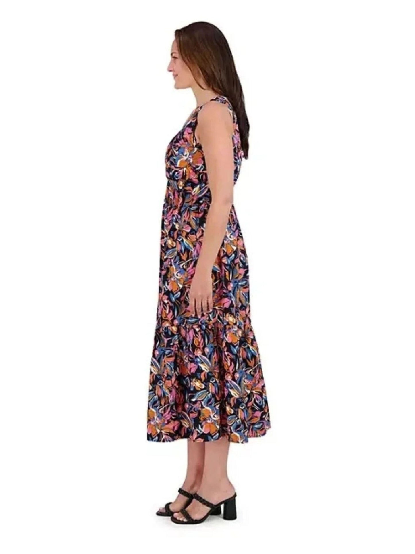 French Connection Women's Twist Front Floral Sleeveless Midi Dress Size XXL
