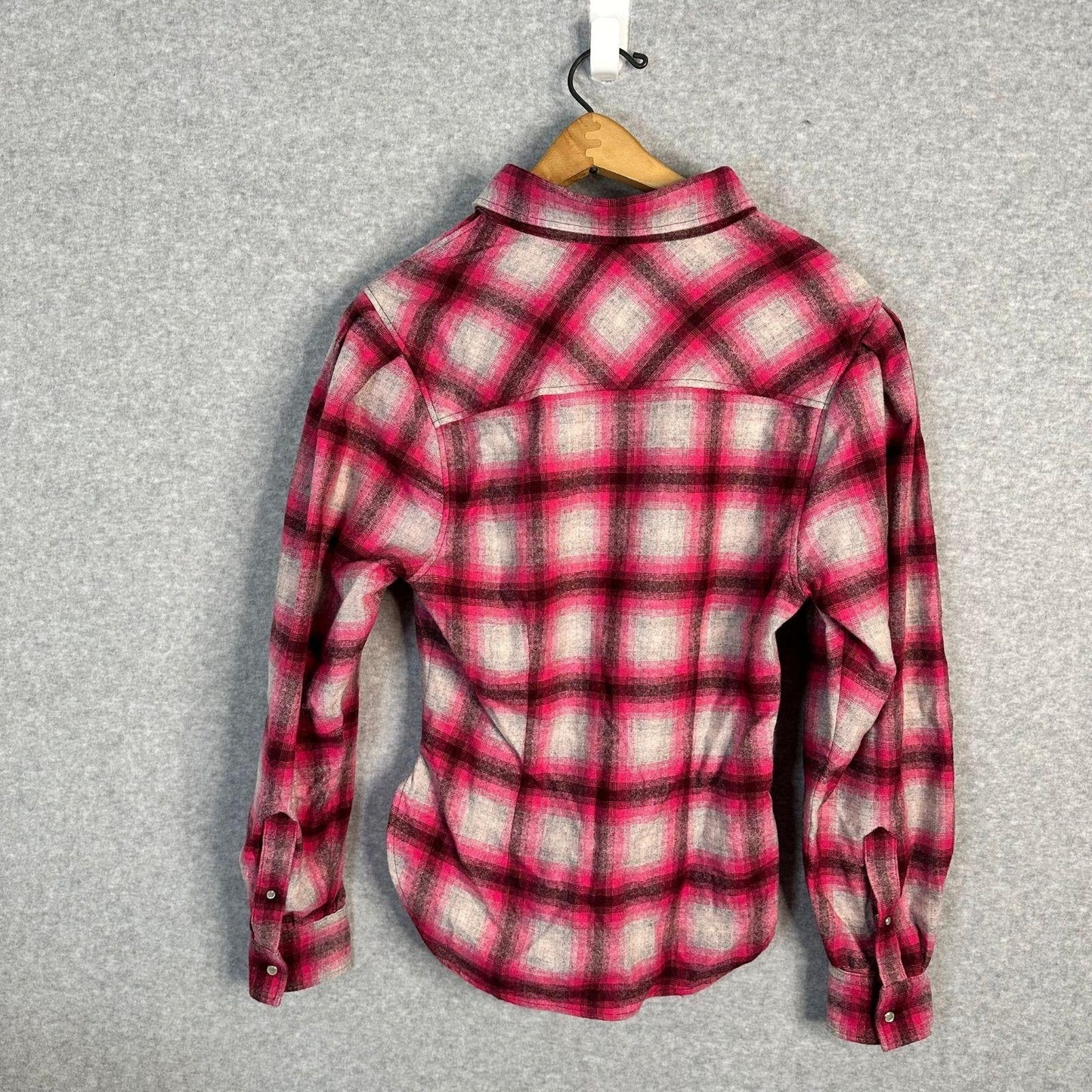 Isabel Marant Étoile Reosi Button-Down Shirt Flannel Women's Sz. 2 Plaid Pink And Gray