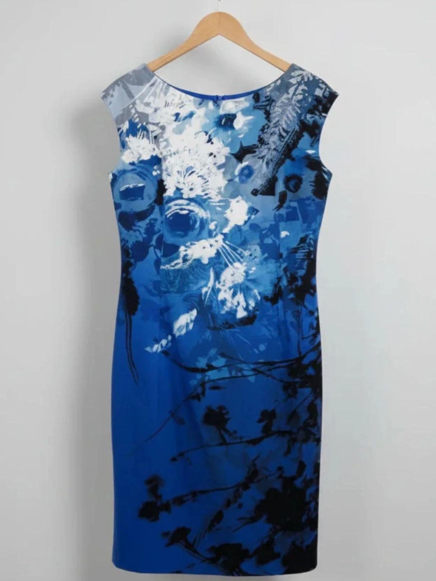 Kay Unger Abstract Floral Velvet Sheath Dress Silk Blend Women's Size 16