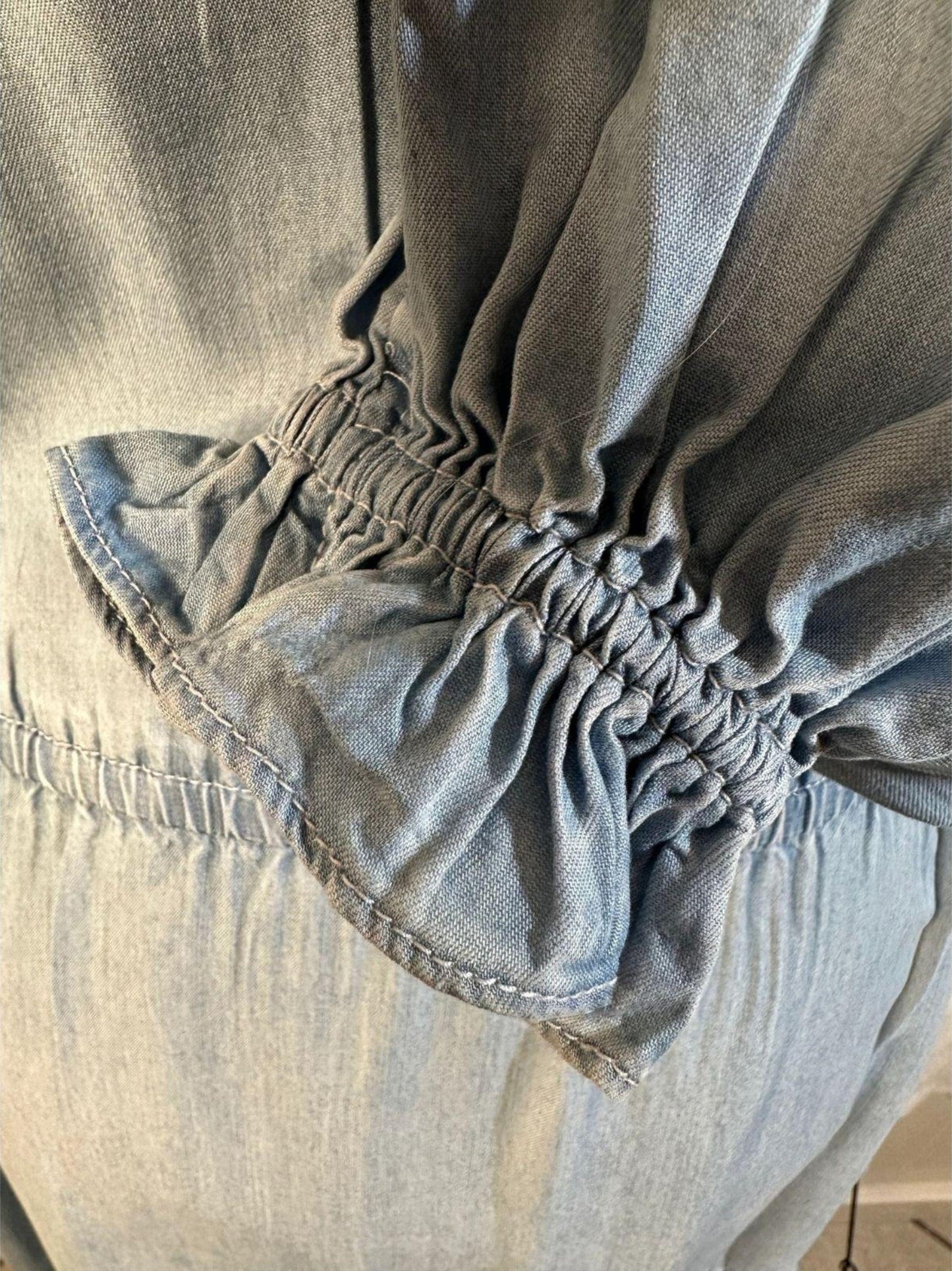 Lauren Ralph Lauren Smocked Ruffle Denim Dress Women's Size 6