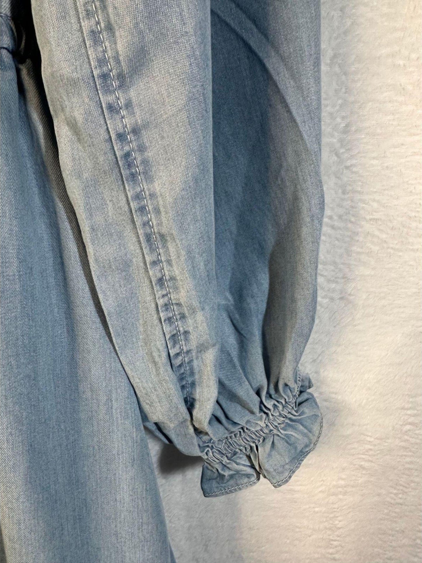 Lauren Ralph Lauren Smocked Ruffle Denim Dress Women's Size 6