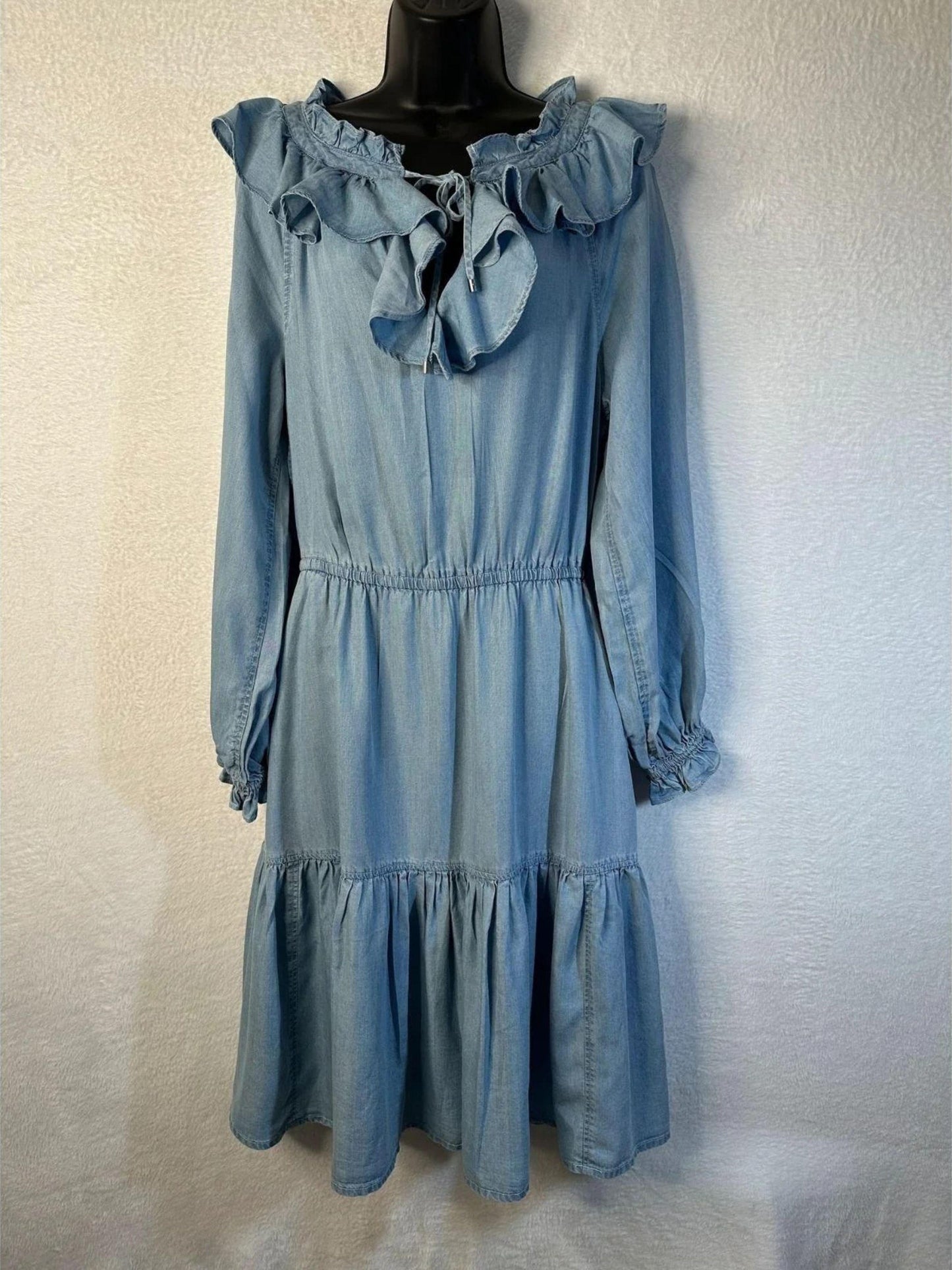 Lauren Ralph Lauren Smocked Ruffle Denim Dress Women's Size 6