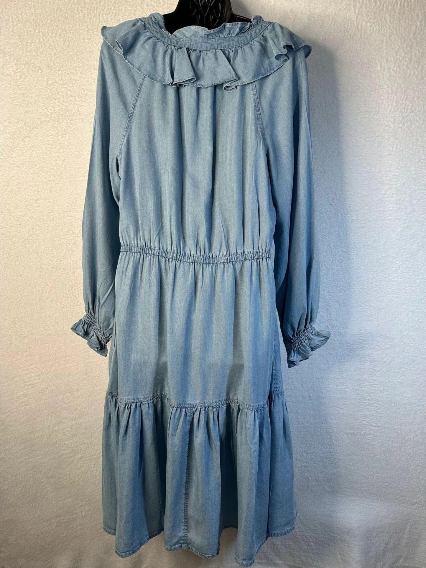 Lauren Ralph Lauren Smocked Ruffle Denim Dress Women's Size 6