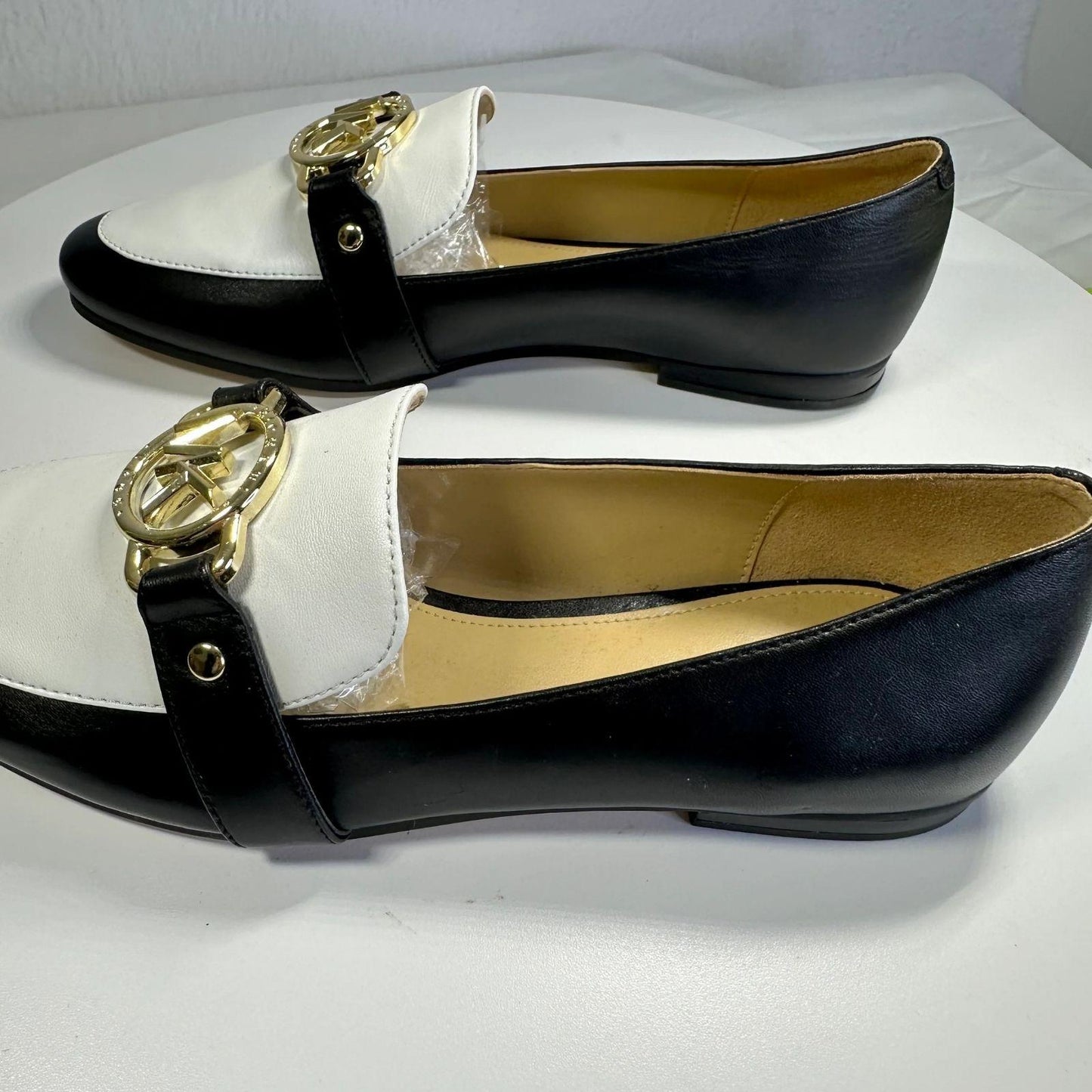 MICHAEL MICHAEL KORS Loafers Women's 5.5 Rory Flats Black White Leather