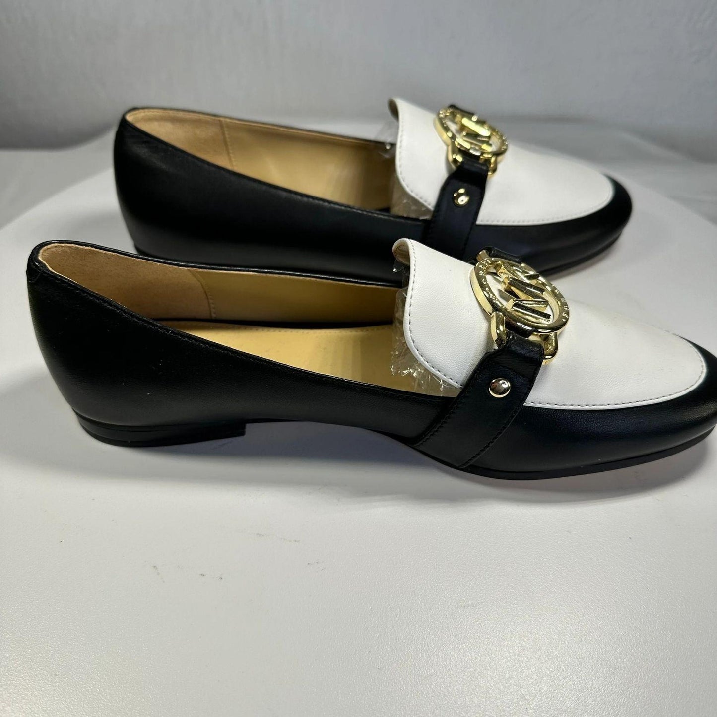 MICHAEL MICHAEL KORS Loafers Women's 5.5 Rory Flats Black White Leather