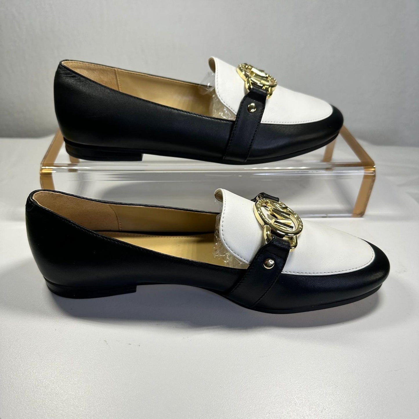 MICHAEL MICHAEL KORS Loafers Women's 5.5 Rory Flats Black White Leather