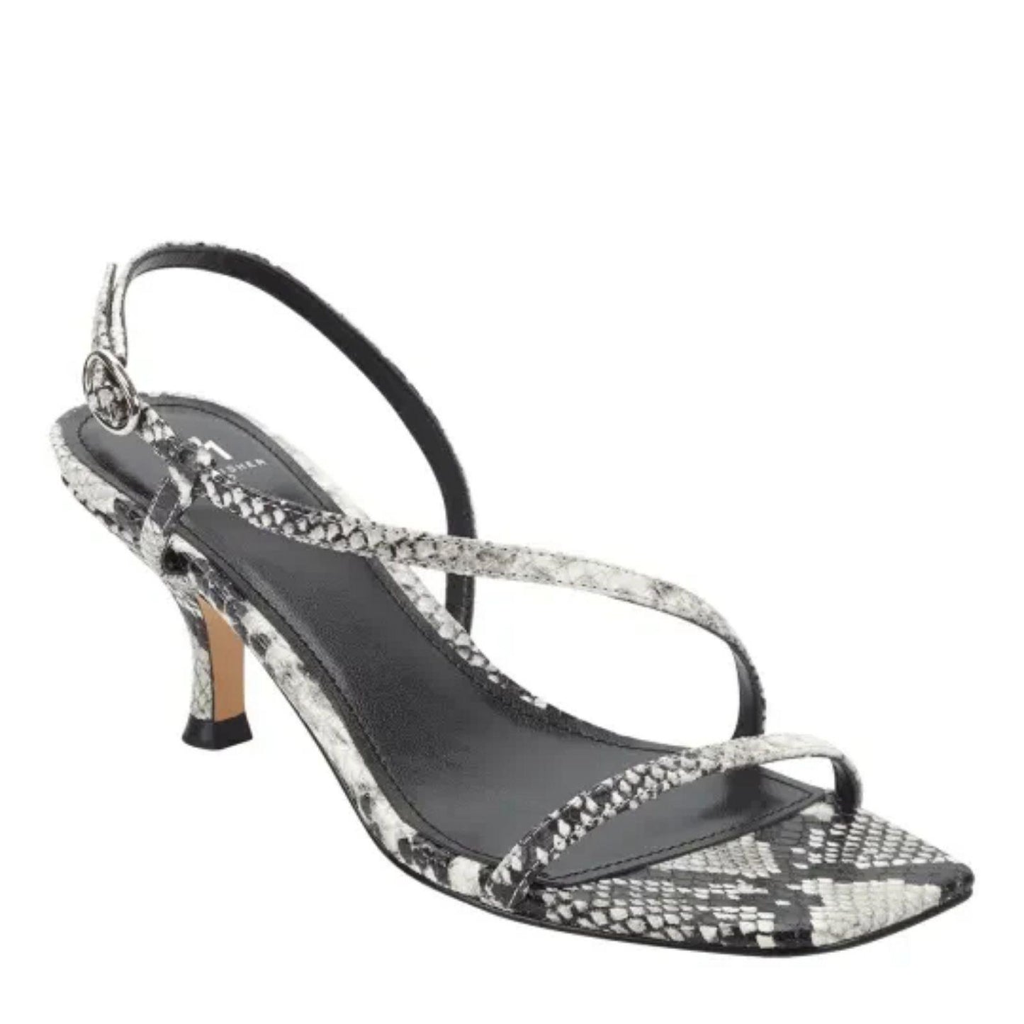 Marc Fisher Gove 2 Snake Print Leather Kitten Heel Sandals Women's 7.5