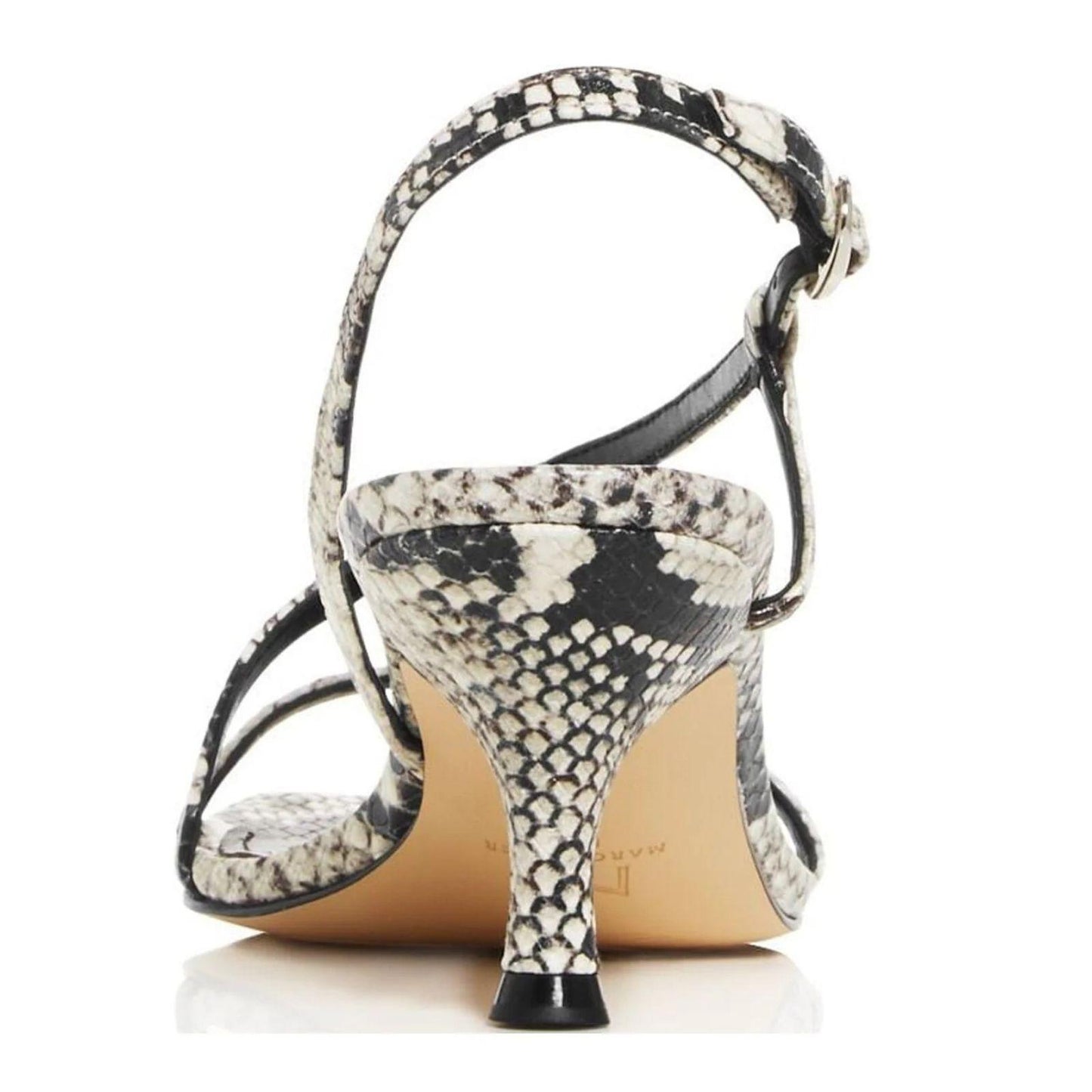 Marc Fisher Gove 2 Snake Print Leather Kitten Heel Sandals Women's 7.5