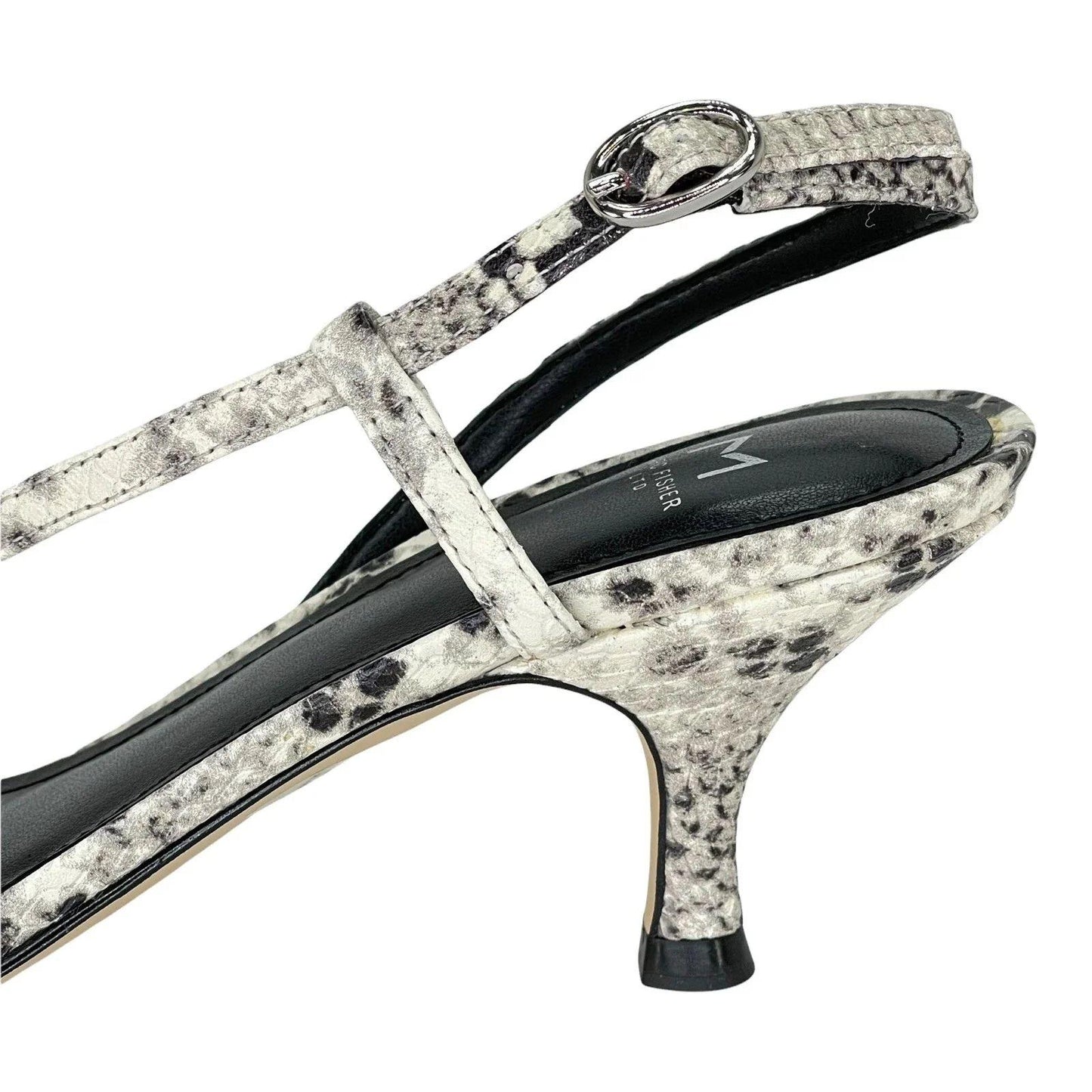 Marc Fisher Gove 2 Snake Print Leather Kitten Heel Sandals Women's 7.5