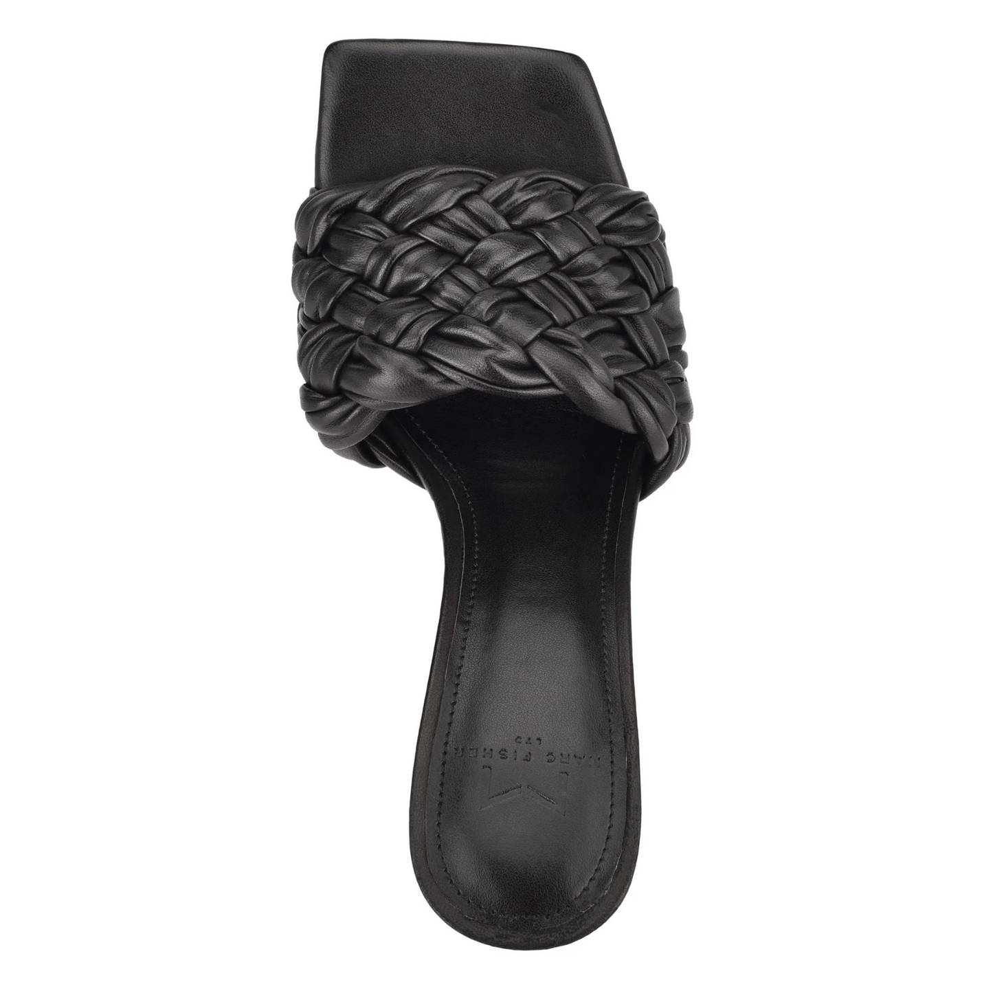 Marc Fisher High Heel Women's 5.5 Side Leather Sandal Black Draya Woven