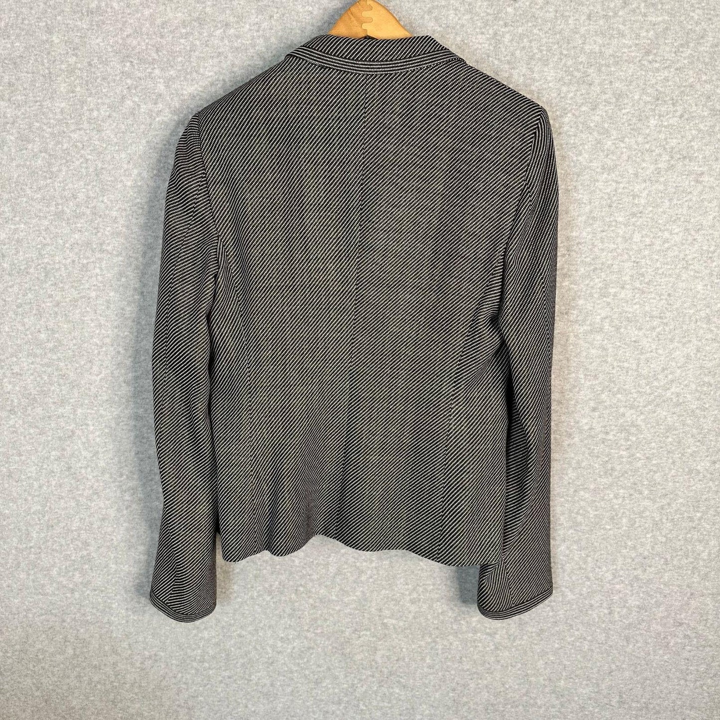 Max Mara Blazer Women's Size 12 Silk Wool Blend Black White Pink Cupro Lining