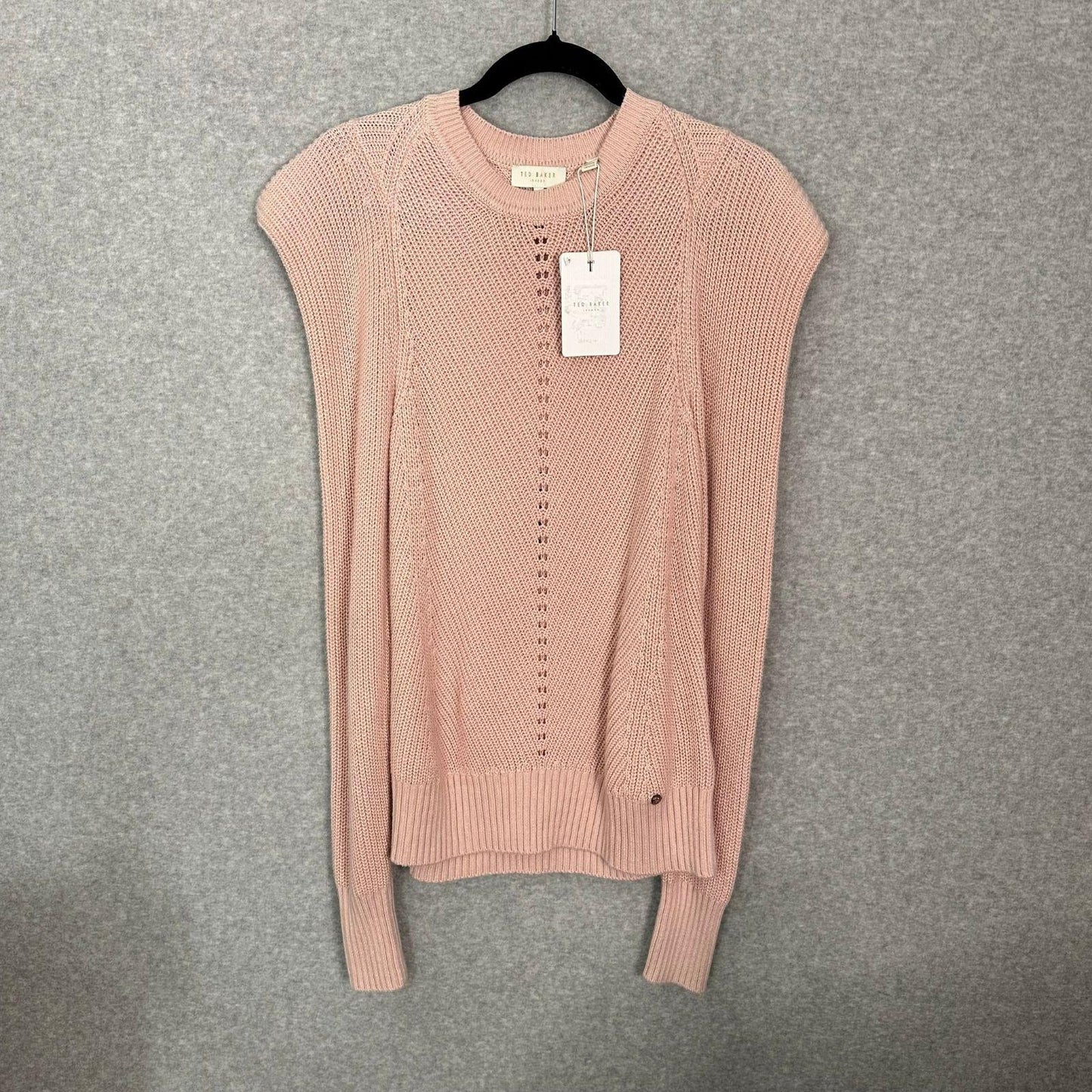 Ted Baker Sunniie Sweater Women's 10 Jumper Puff Shoulder Light Pink