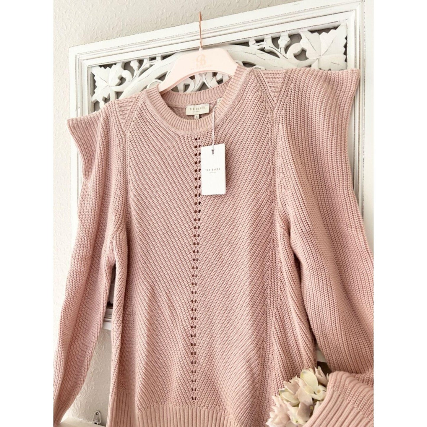 Ted Baker Sunniie Sweater Women's 10 Jumper Puff Shoulder Light Pink