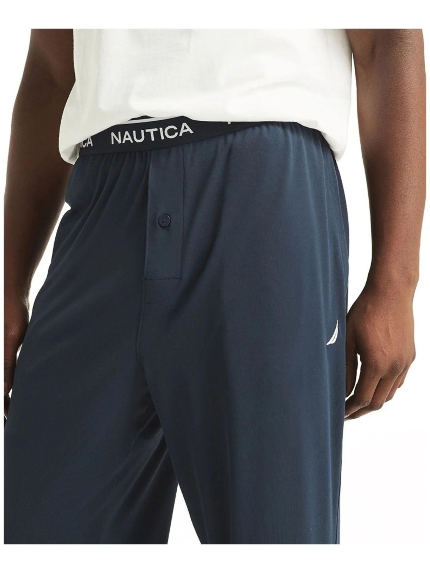 Nautica Men's Classic-Fit Stretch Solid Sleep Joggers Navy Blue Size Large