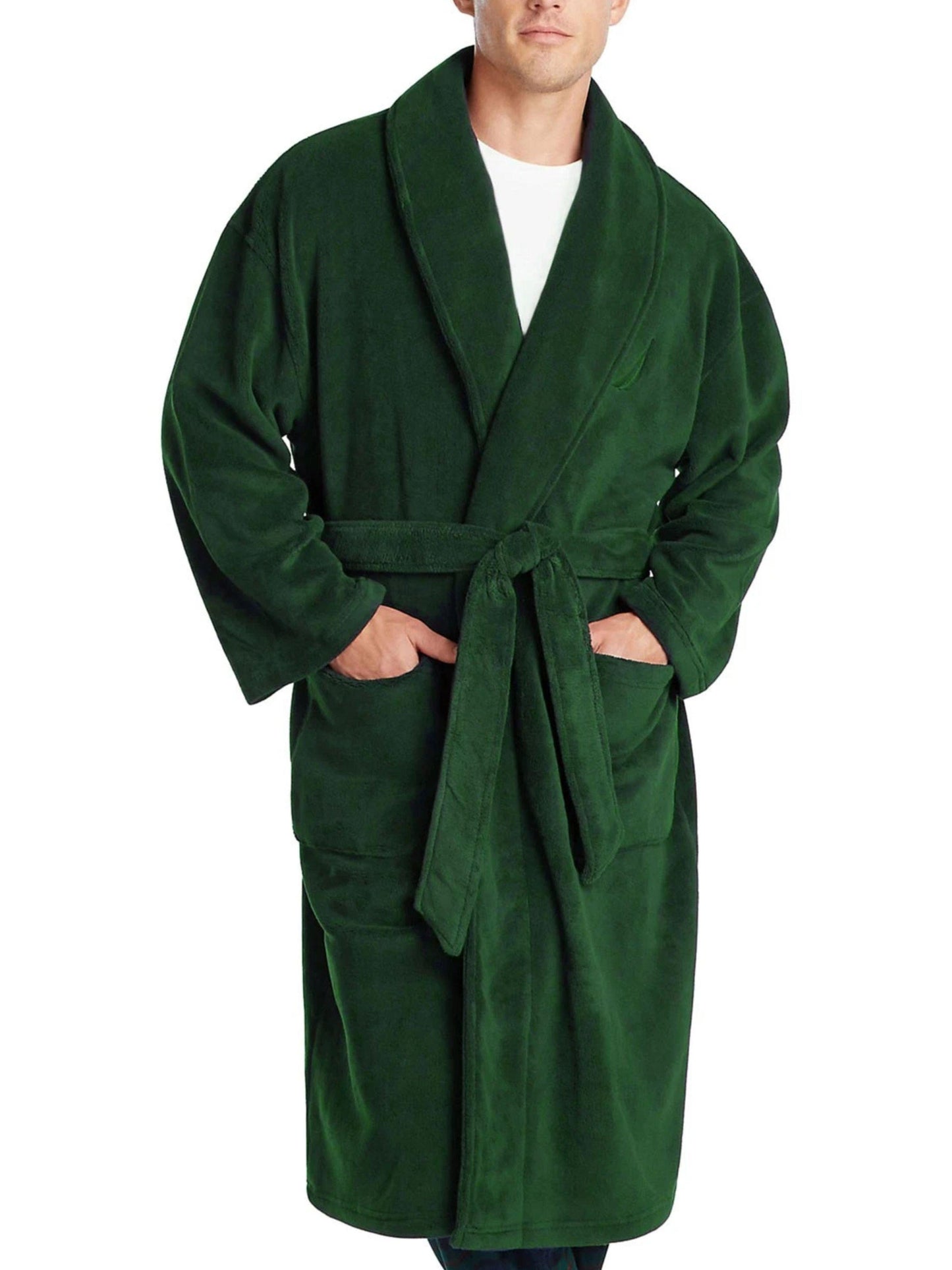 Nautica Men's Classic Fit One Size Robe Plush Microfiber Shawl Collar