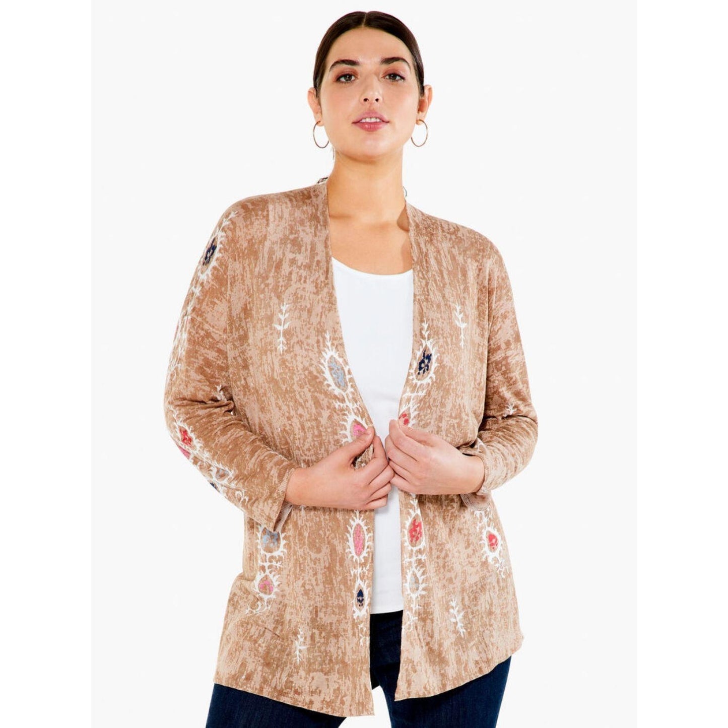 Nic & Zoe Cardigan OVERSIZED Women's Extra Small Linen Blend Summer Escape