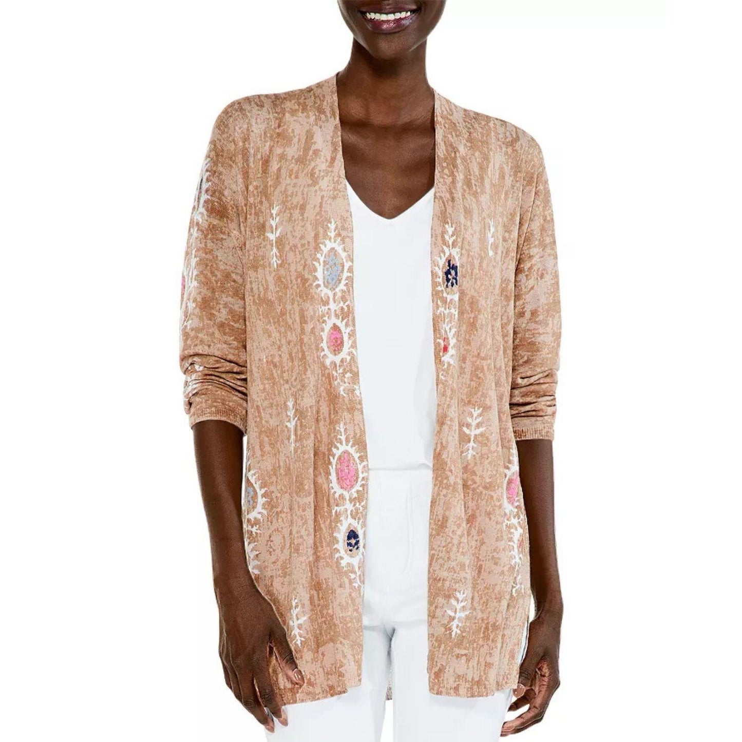 Nic & Zoe Cardigan OVERSIZED Women's Extra Small Linen Blend Summer Escape