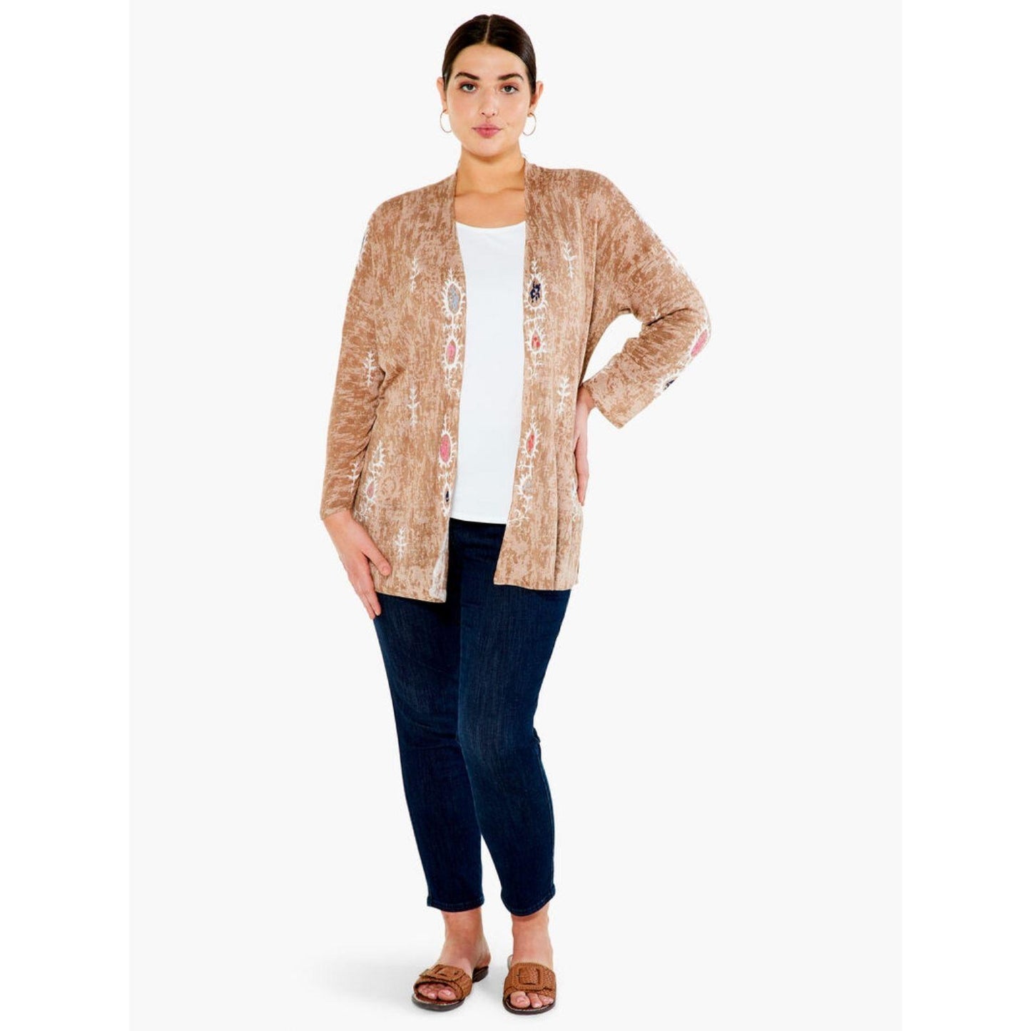 Nic & Zoe Cardigan OVERSIZED Women's Extra Small Linen Blend Summer Escape