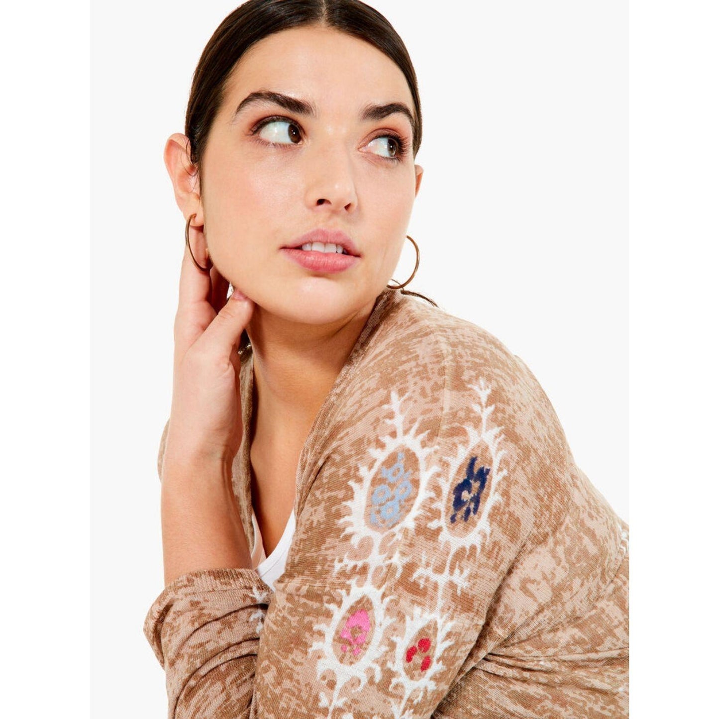 Nic & Zoe Cardigan OVERSIZED Women's Extra Small Linen Blend Summer Escape