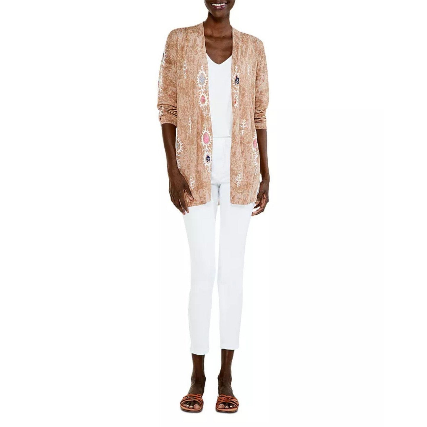 Nic & Zoe Cardigan OVERSIZED Women's Extra Small Linen Blend Summer Escape