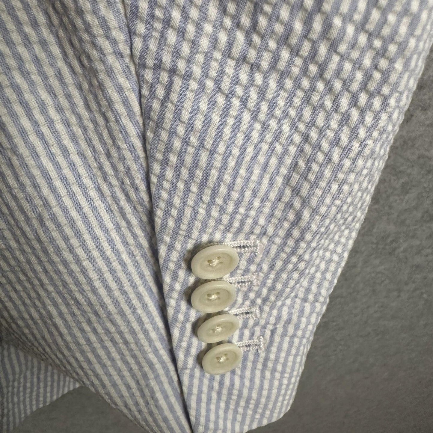 Polo Ralph Lauren Men's Seersucker Sport Coat Blazer Blue & White Size Large - 42 Chest