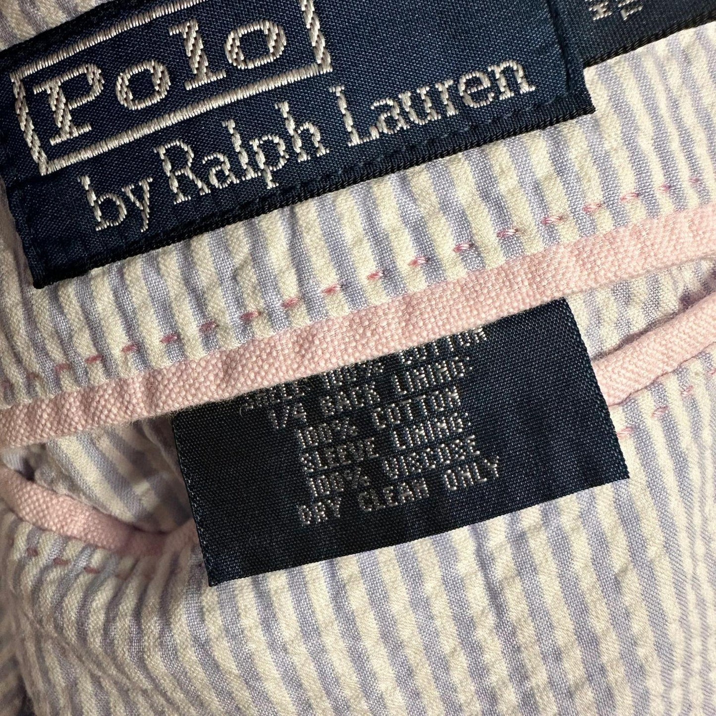 Polo Ralph Lauren Men's Seersucker Sport Coat Blazer Blue & White Size Large - 42 Chest
