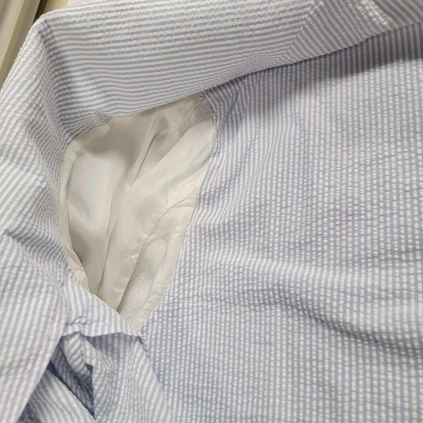 Polo Ralph Lauren Men's Seersucker Sport Coat Blazer Blue & White Size Large - 42 Chest
