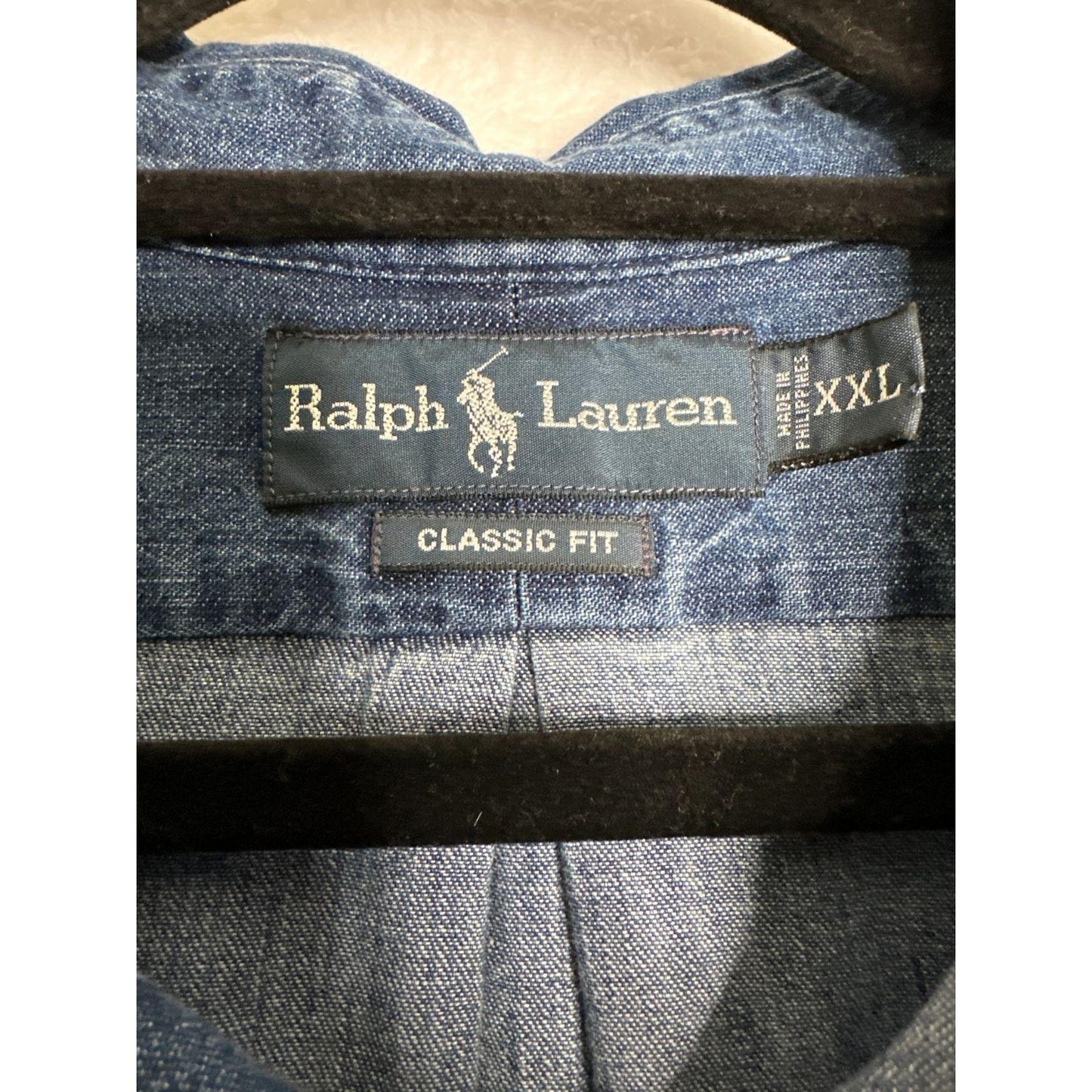 Polo Ralph Lauren Shirt 2XL Men's Chambray Denim Oxford Flesh Pony Classic Fit Preppy