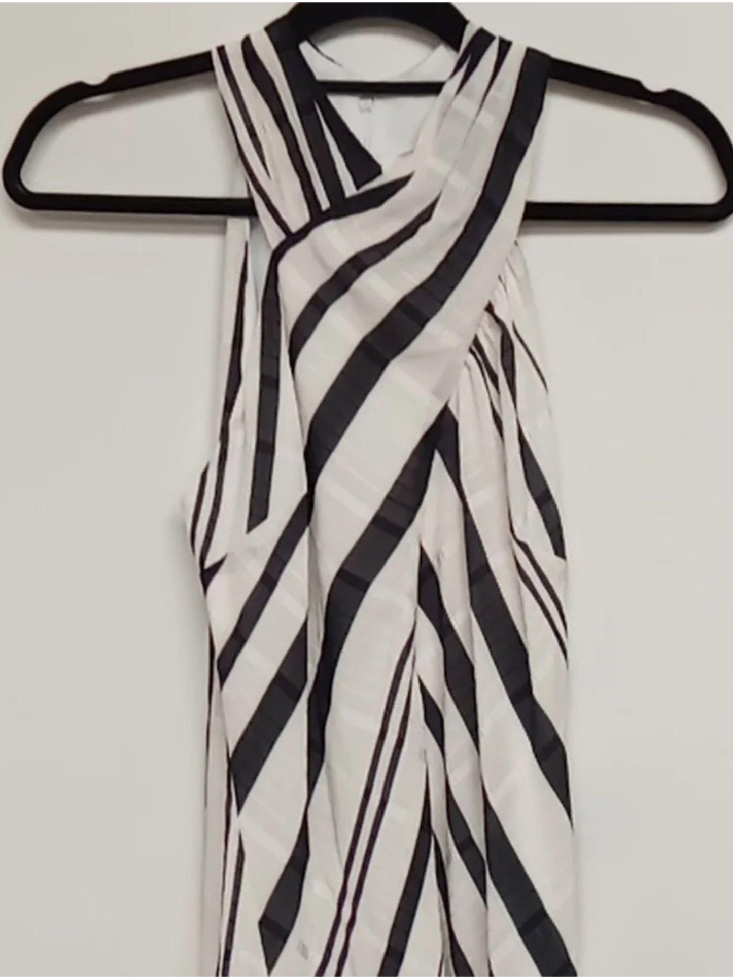 Sam Edelman Cross Neck Dress Chevron Pattern Black & White Stripe Women Size 6