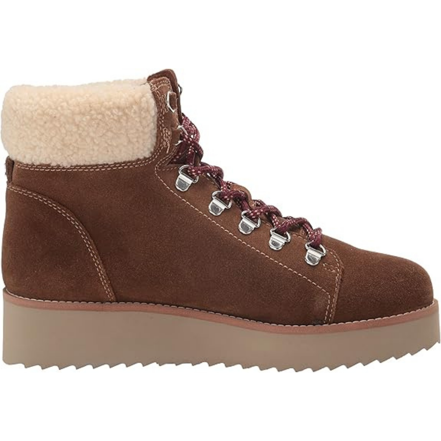 Sam Edelman The Franc Hiking Boot Women's 7.5 Suede Faux Shearling Trim Toffee
