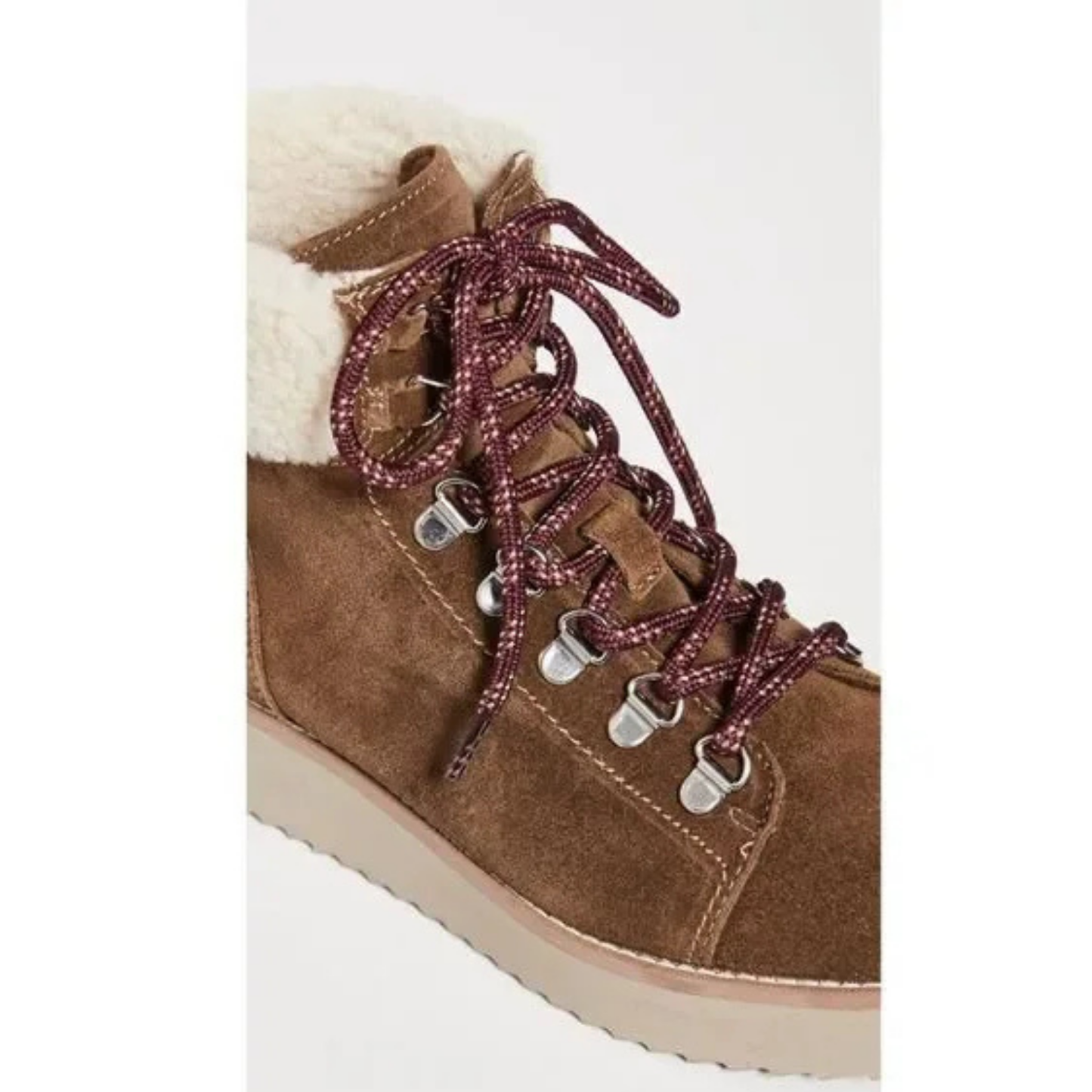 Sam Edelman The Franc Hiking Boot Women's 7.5 Suede Faux Shearling Trim Toffee