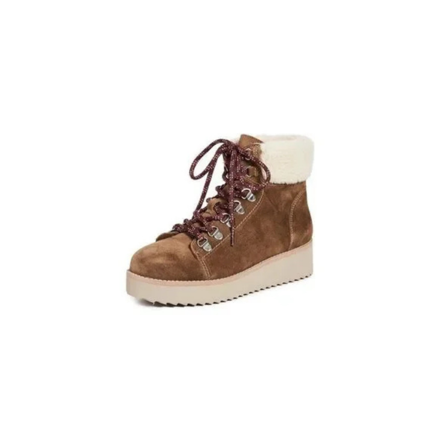 Sam Edelman The Franc Hiking Boot Women's 7.5 Suede Faux Shearling Trim Toffee