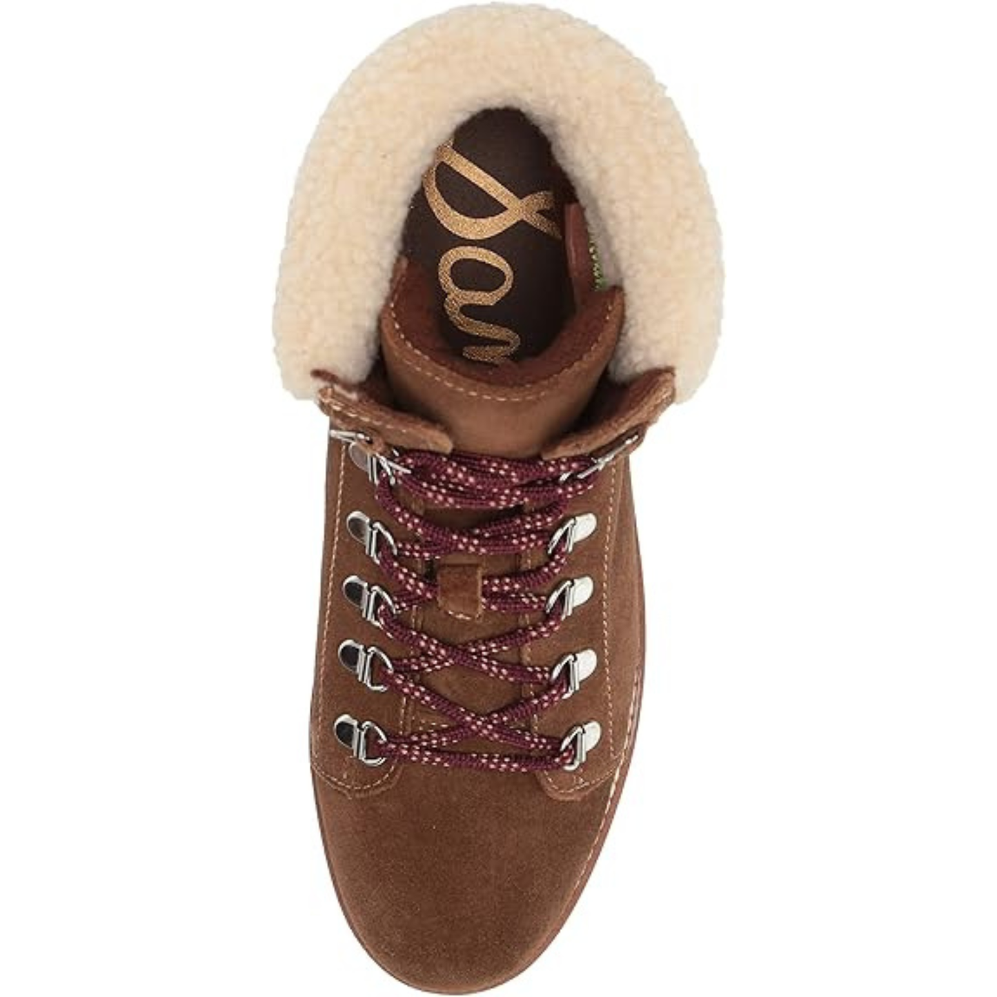 Sam Edelman The Franc Hiking Boot Women's 7.5 Suede Faux Shearling Trim Toffee