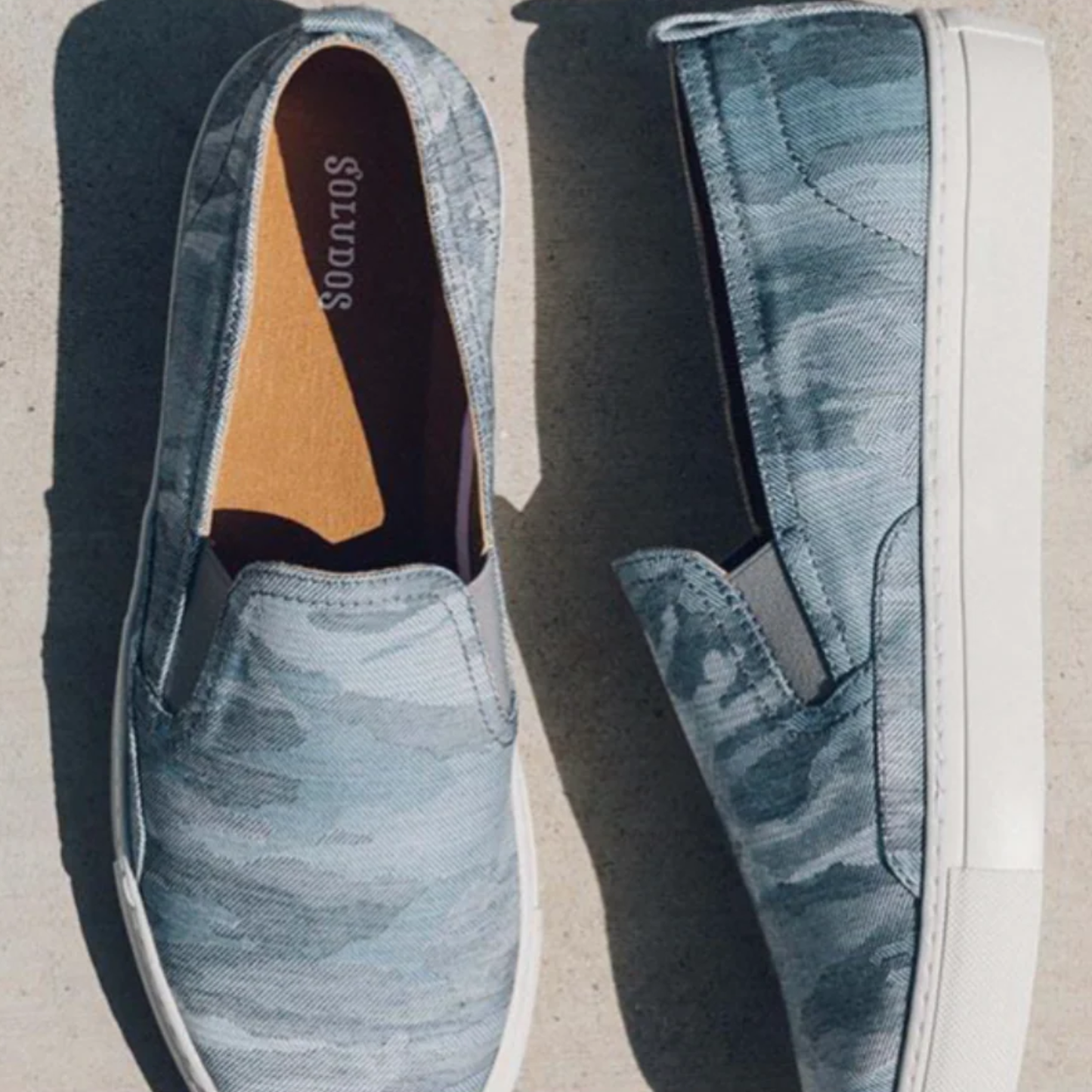 Soludos Sneakers Men's Size 11 Algarve Camo Canvas Gray & Blue